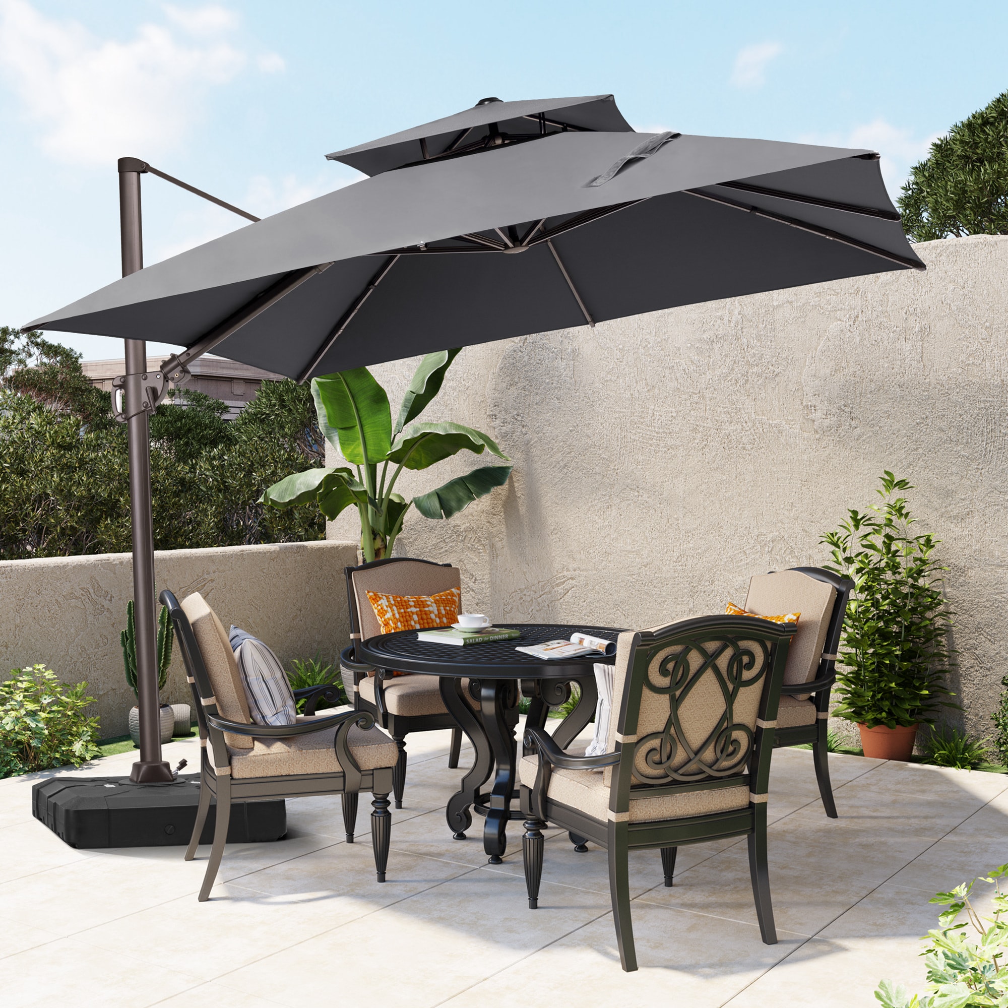 Pellebant 10-ft Steel Square Cantilever Patio Umbrella in the Patio ...