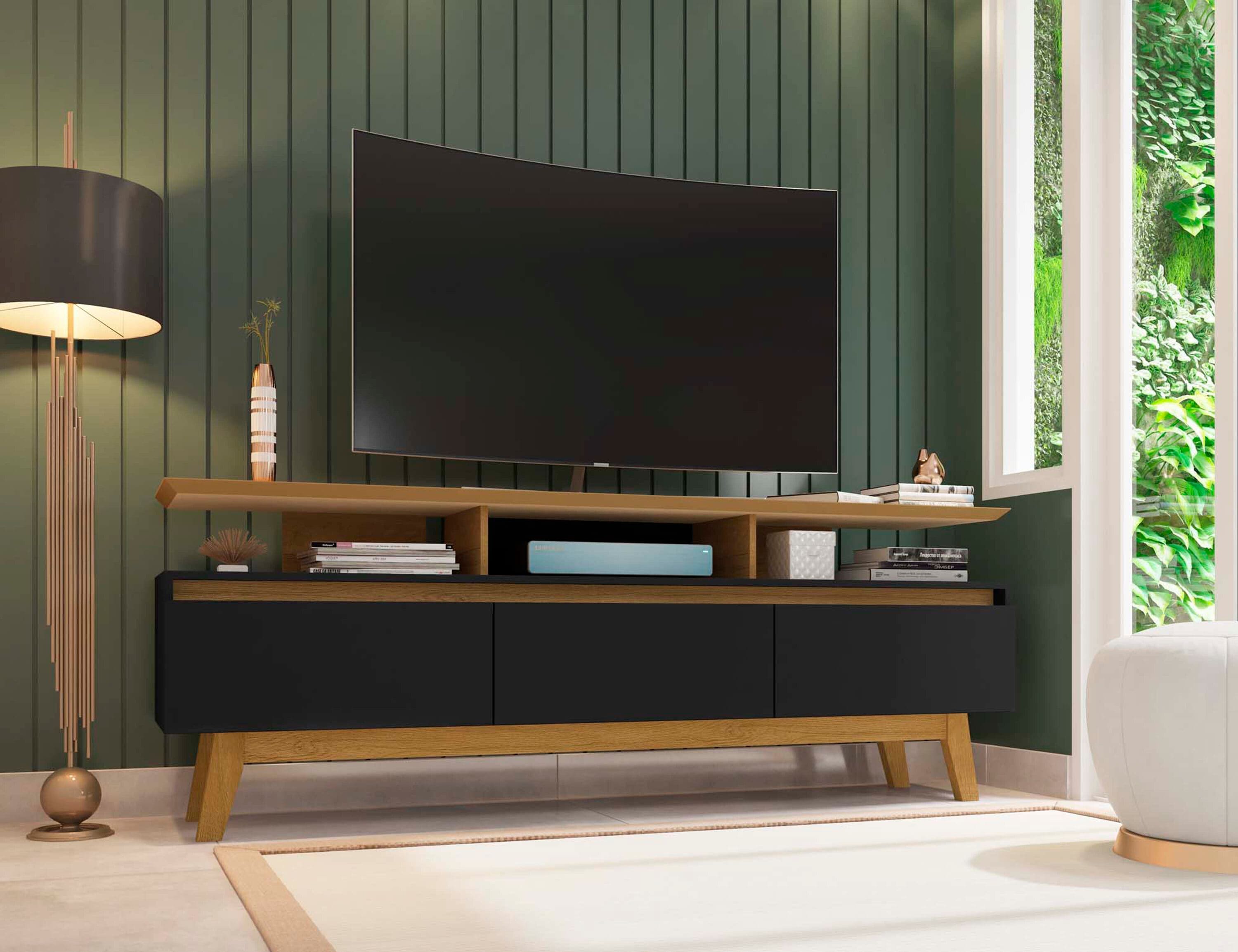 Manhattan Comfort 234BMC82 Yonkers Modern/Contemporary Black and Cinnamon TV stand ( Accommodates TVs up to 70-in )