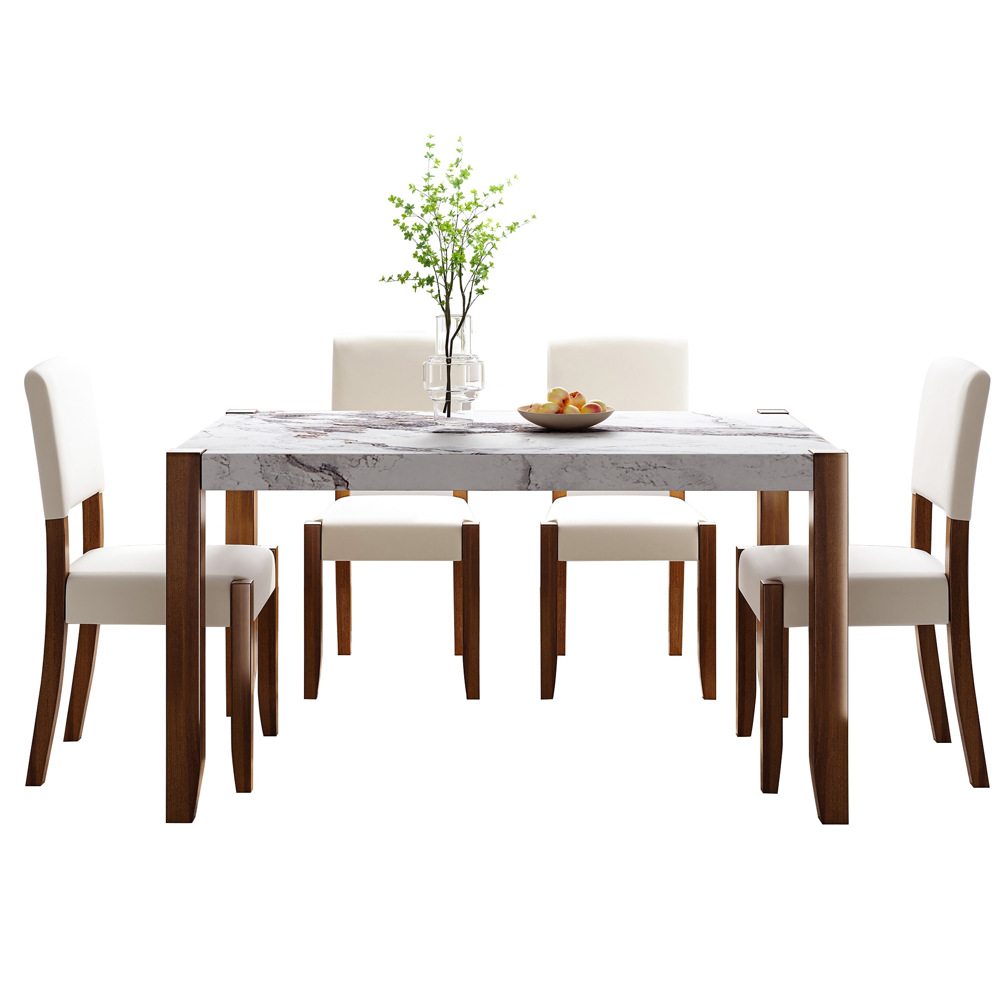 Bybafun YA0100302 Off White Contemporary/Modern Dining Room Set with Rectangular Table ( Seats 4 )