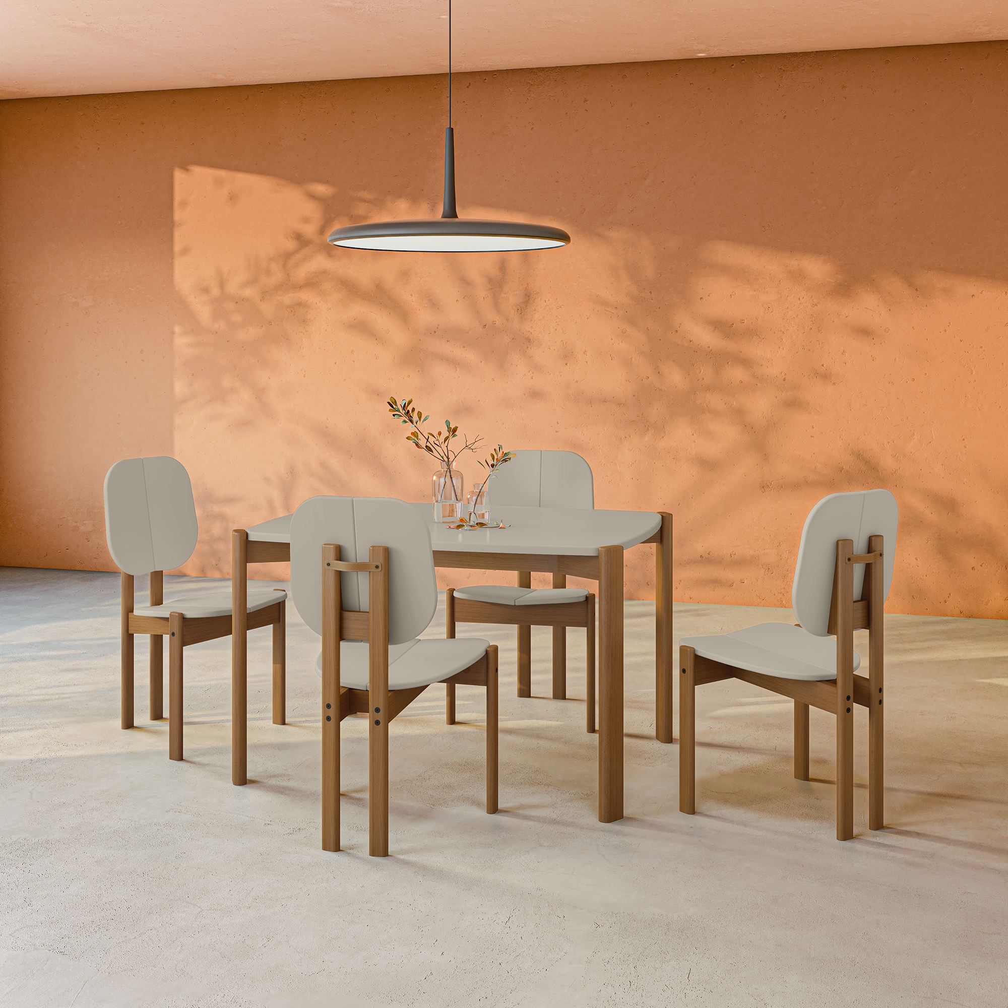 Manhattan Comfort 4-DT-82901-OW Greige Contemporary/Modern Dining Room Set with Rectangular Table ( Seats 4 )