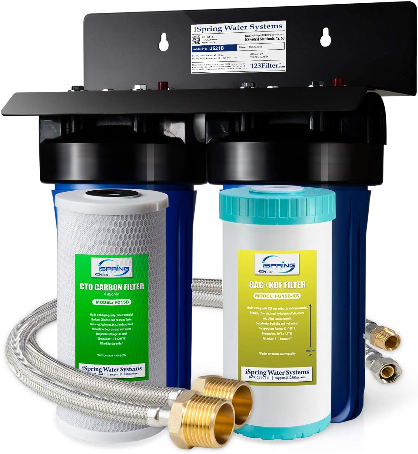 iSpring US21B US21B Dual-stage Gac Under Sink Water Filtration System
