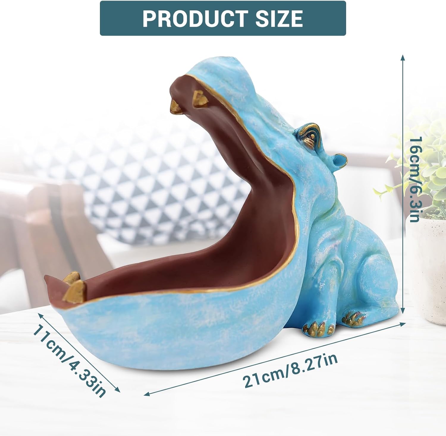 GAOMON Hippo Resin Decorative Tray - Hippopotamus Key Bowl and