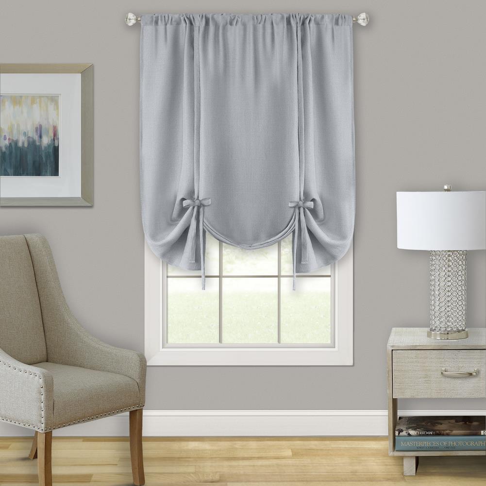 Achim 63-in Grey Light Filtering Rod Pocket Single Curtain Panel in the ...