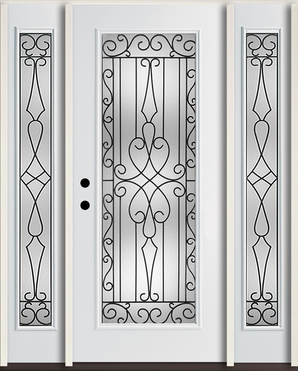 RELIABILT LO841899 Wyngate 60-in x 80-in x 4-9/16-in Fiberglass Full lite Right-hand inswing Modern White Painted Prehung Front Door with Sidelights Insulating core