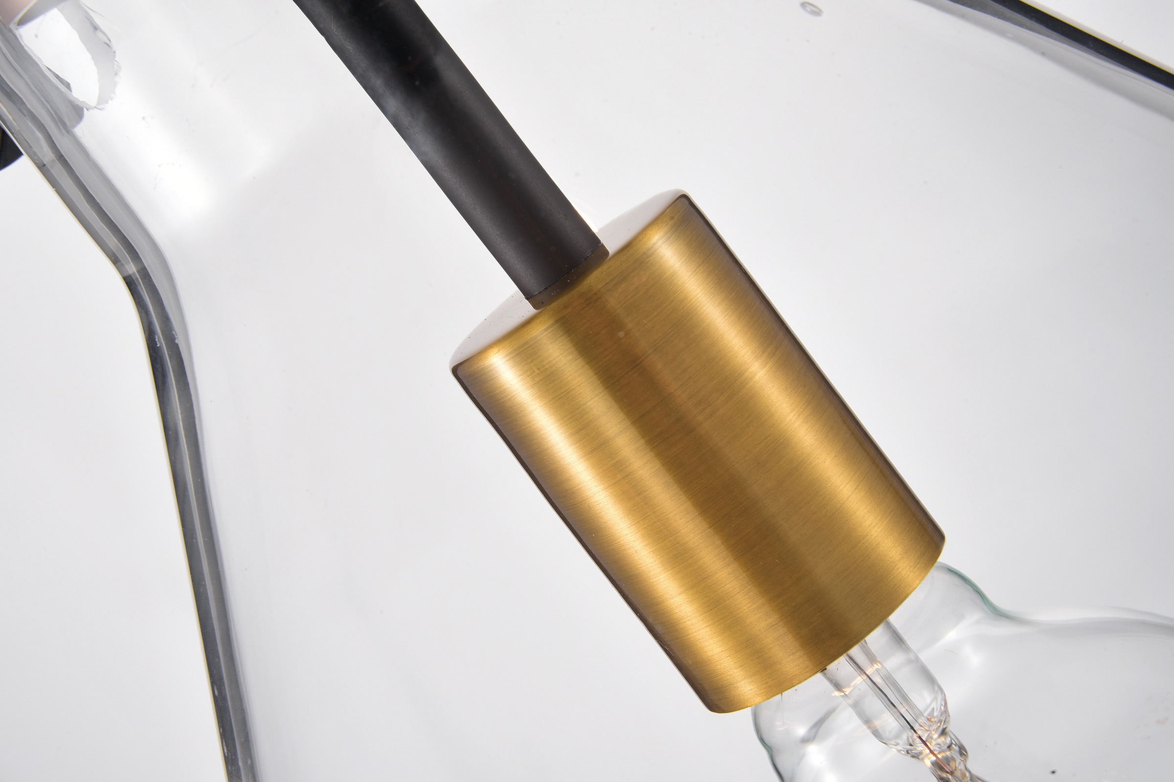 Adjustable Clear Glass Cone Pendant Light with Bronze and Gold Accents