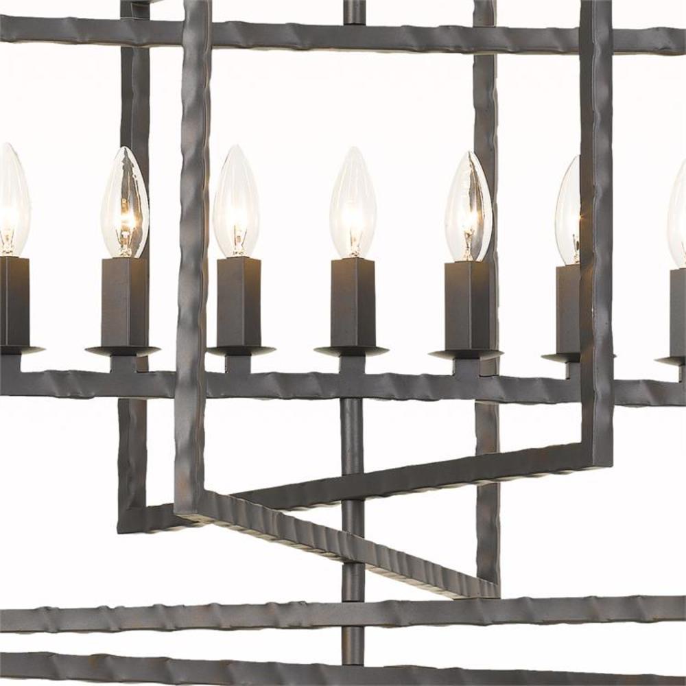 Raw Steel Crystal 9-Light Chandelier with Iron Rectangles