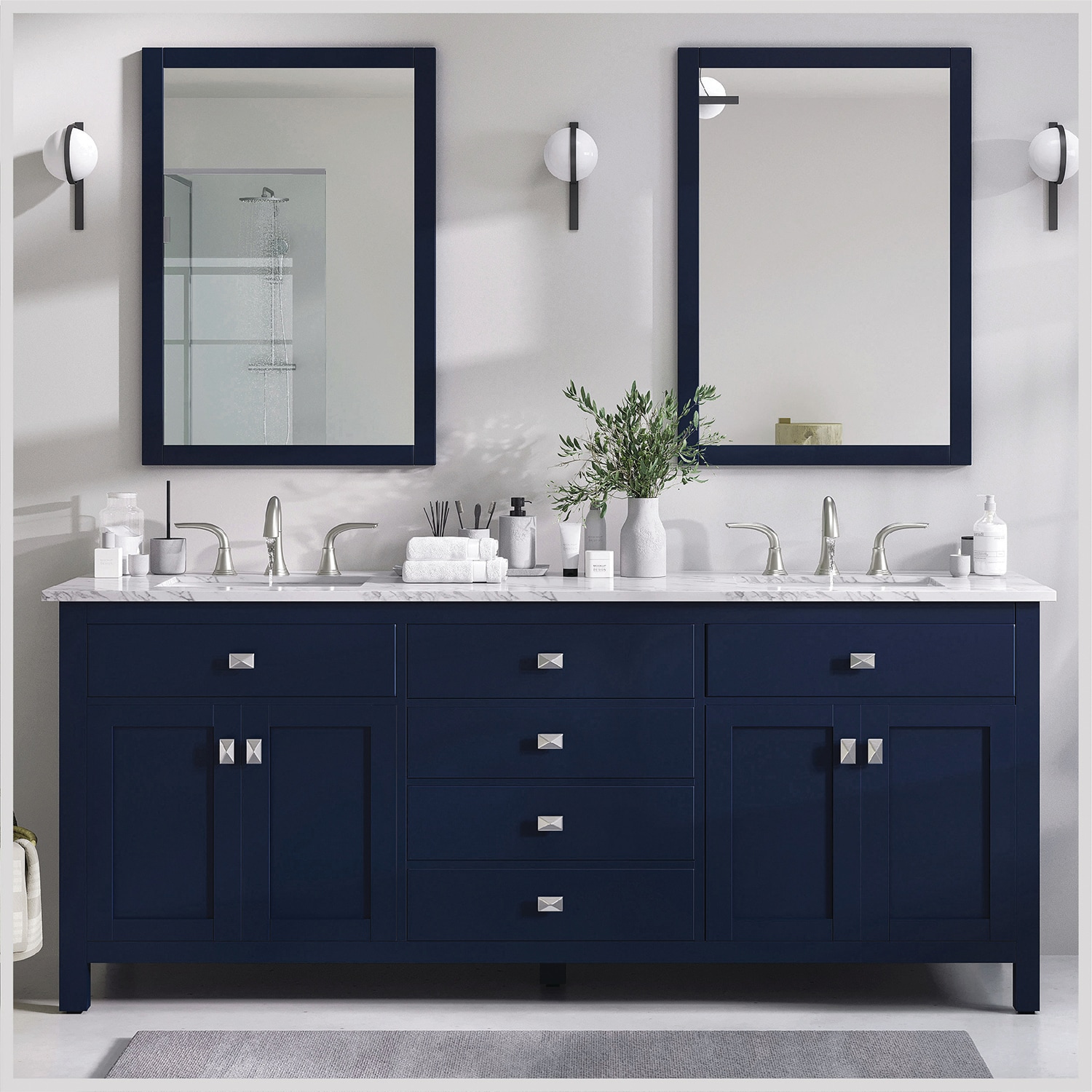 Totti Artemis 44 White Transitional Double Sink Bathroom Vanity w