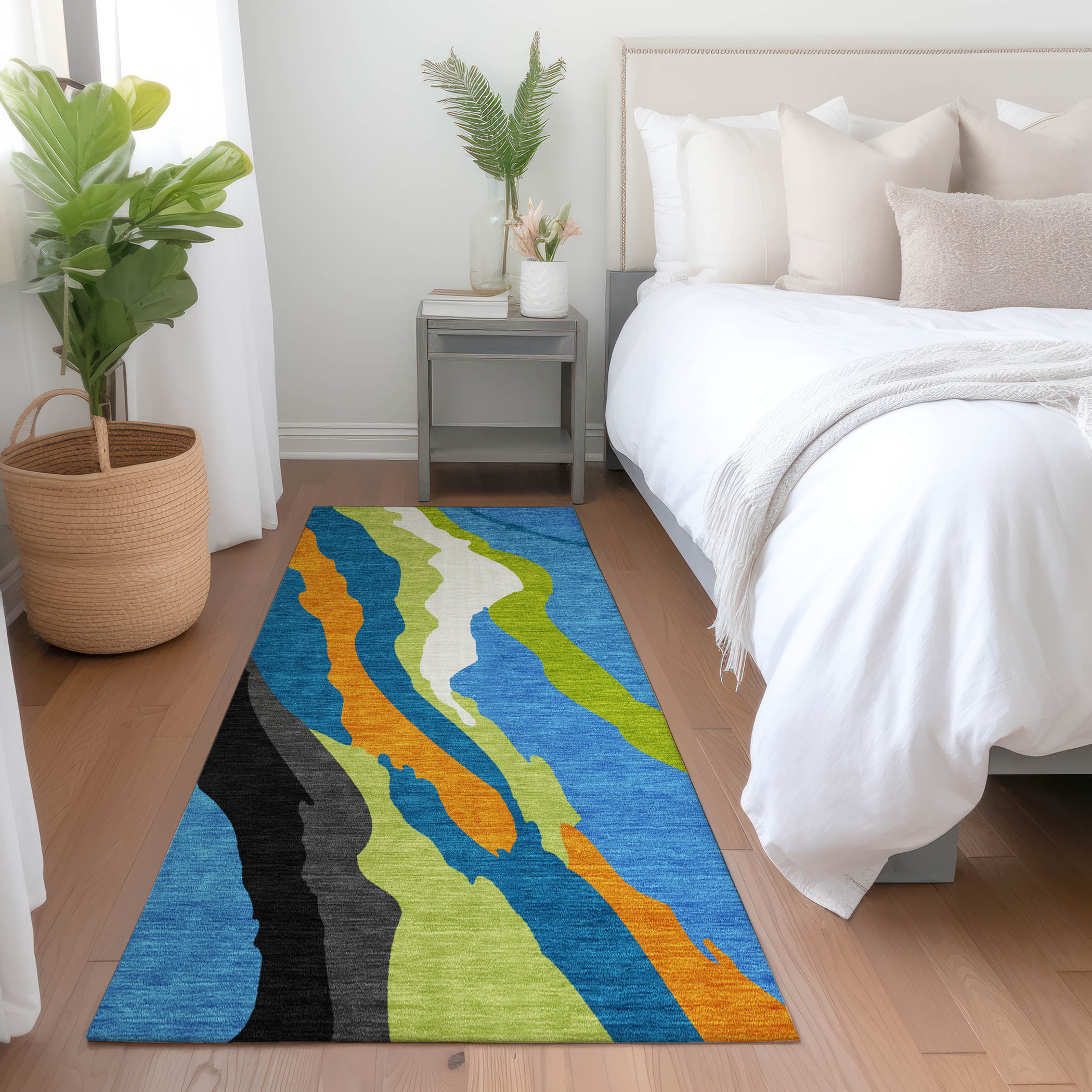 Addison Rugs ACN1047DN2X8 Chantille ACN1047DN 2 x 7 (ft) Polyester Denim Rectangular Indoor/Outdoor Geometric Machine washable Runner rug
