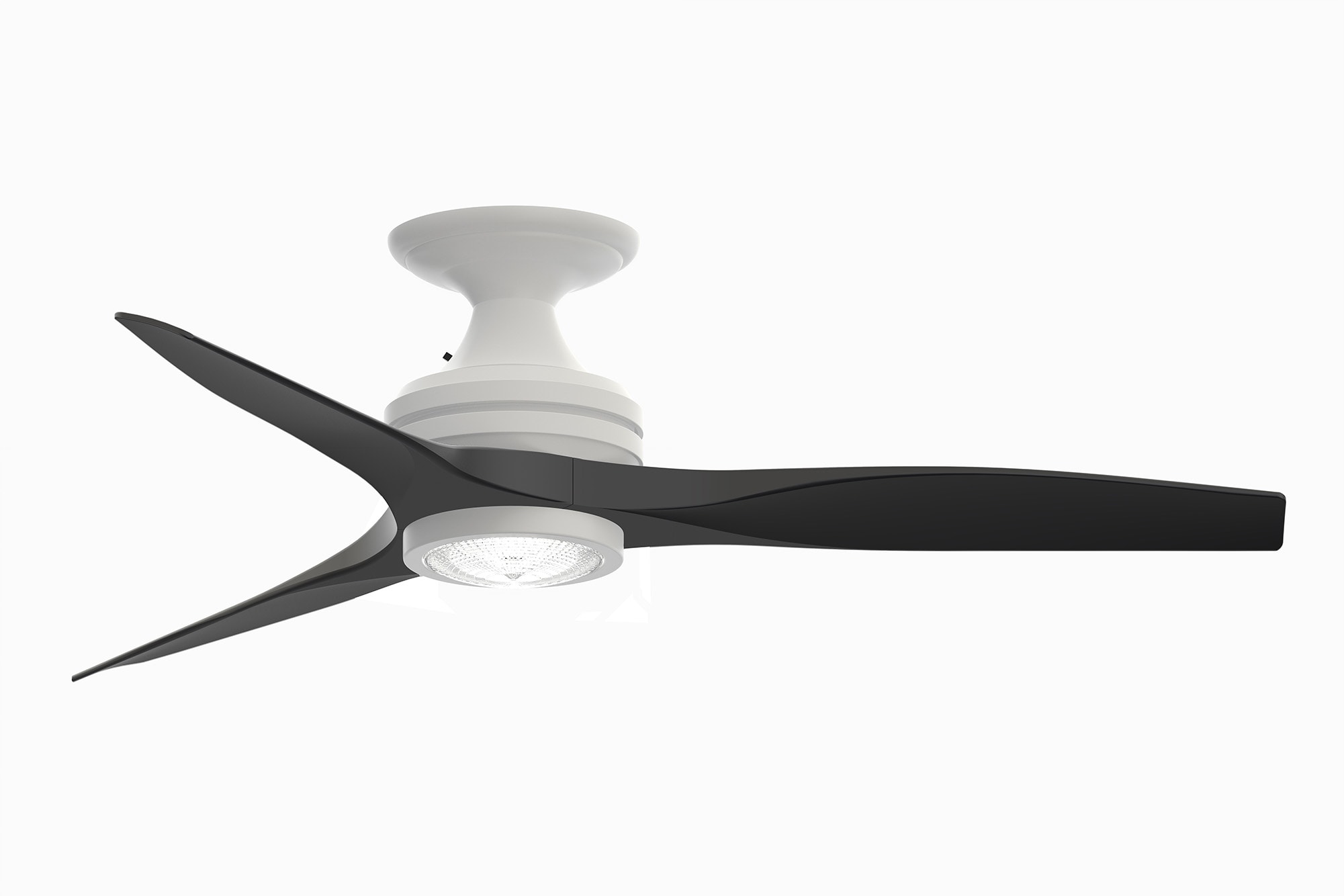 Fanimation FP6721BMW-48BL-LK-F Spitfire 48-Inches Matte White with Black Blades Integrated LED Fixture Indoor/Outdoor Flush mount Propeller Ceiling Fan With Light and Remote ( 3 -Blade)