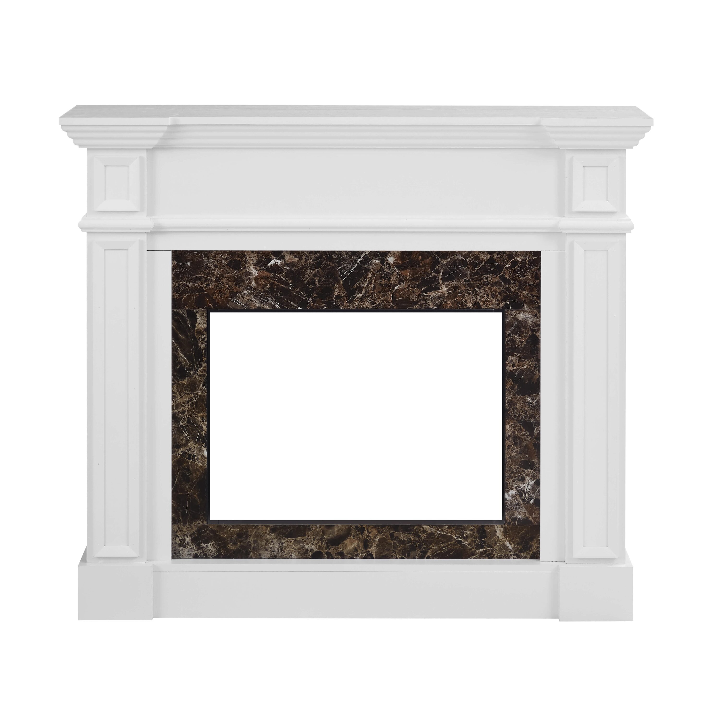 Vynxaria LEXY1635-DJBL-DV006 45 in Freestand ing MDF Mantel Only White 1pc No Fireplace  insert  included