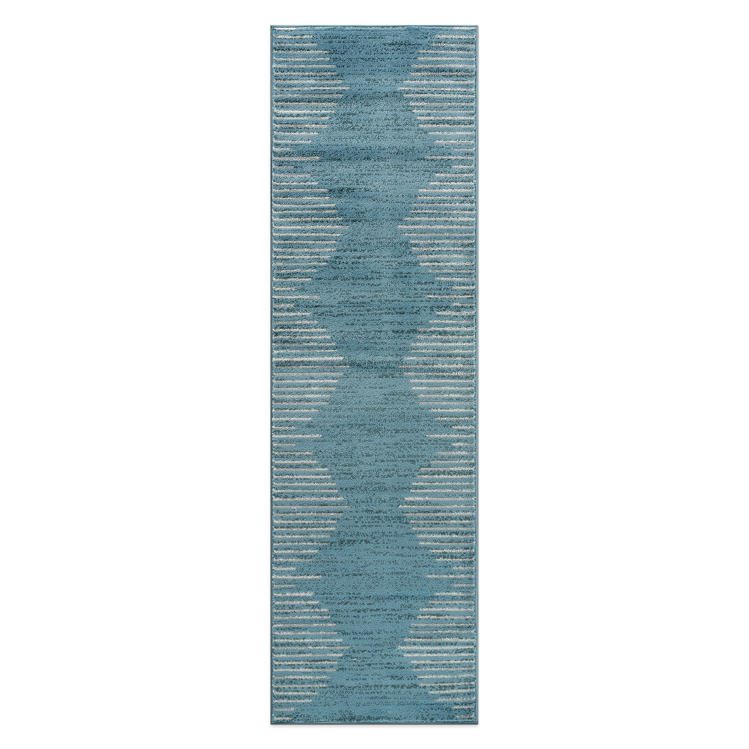 World Rug Gallery 385BLUE2X7 2 x 7 (ft) Loomed Polyester/Polypropylene Blue Rectangular Indoor Stripe Global Runner rug