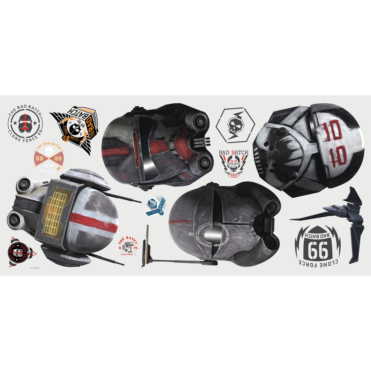 Star Wars Bad Batch Helmets Peel and Stick Wall Decals