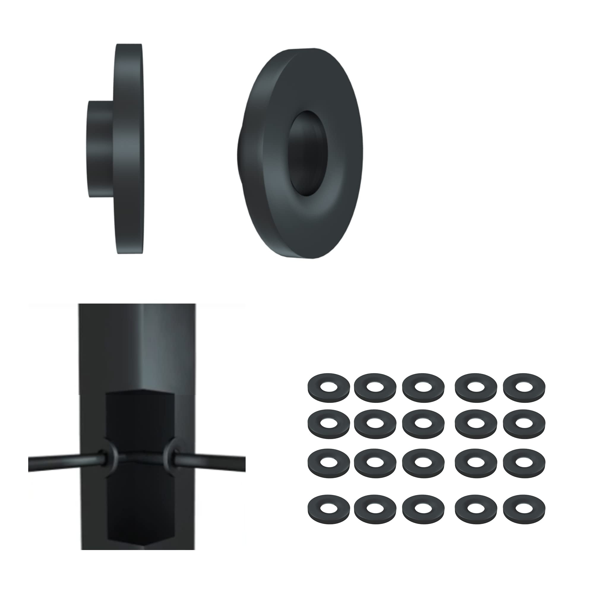 Etokfoks  10 pair black invisible cable railing wheel protector sleeves 1 8 in T316 stainless steel for metal post railings