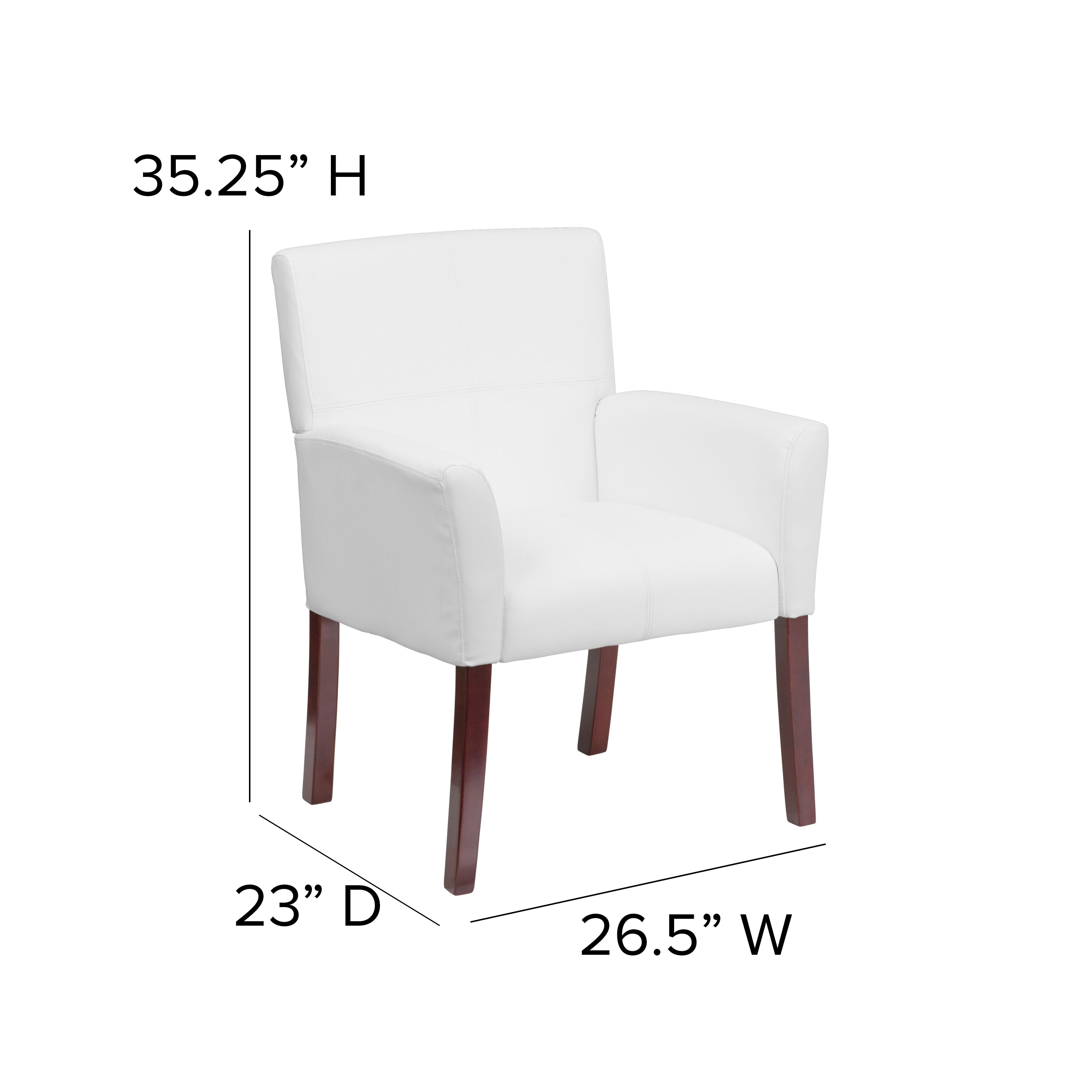 Taylor White LeatherSoft Executive Chair with Mahogany Wood Legs