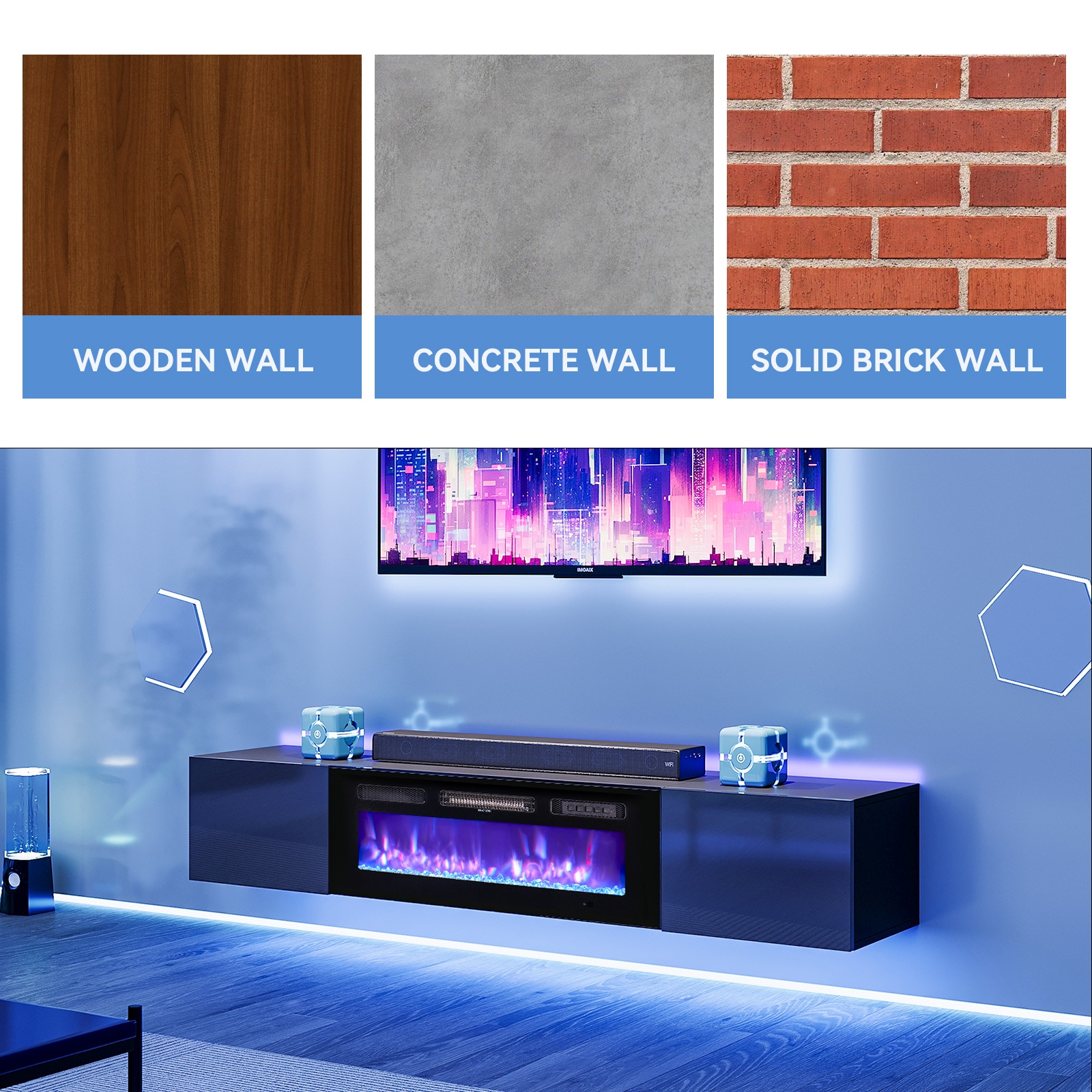 Bapipro TE03A302B Electric-Fireplaces - View #4