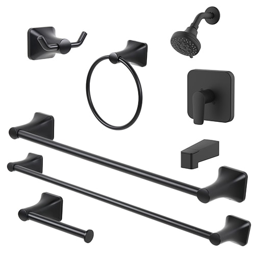 Shop allen + roth Dunmore Matte Black Bathtub & Shower Faucet and Bath Hardware Collection at