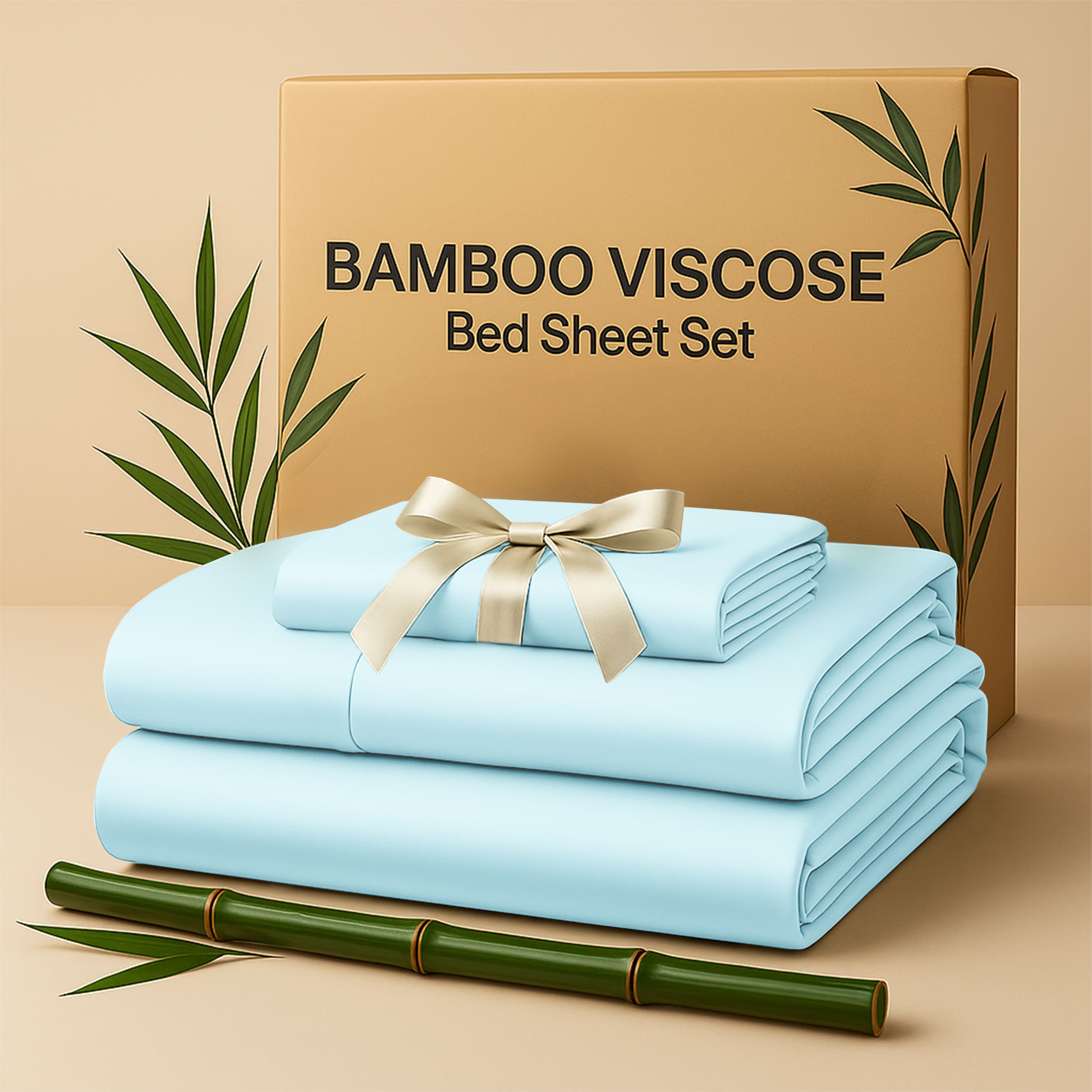Lux Decor Collection Rayon from Bamboo Blend Sheets 4-Piece Cooling Bed Sheets Deep Pockets Sheet Set
