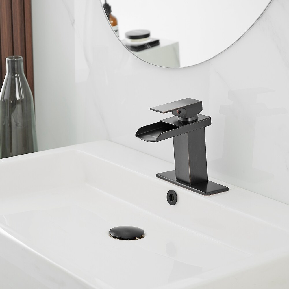 Oil-Rubbed Bronze Single-Handle Waterfall Bathroom Faucet
