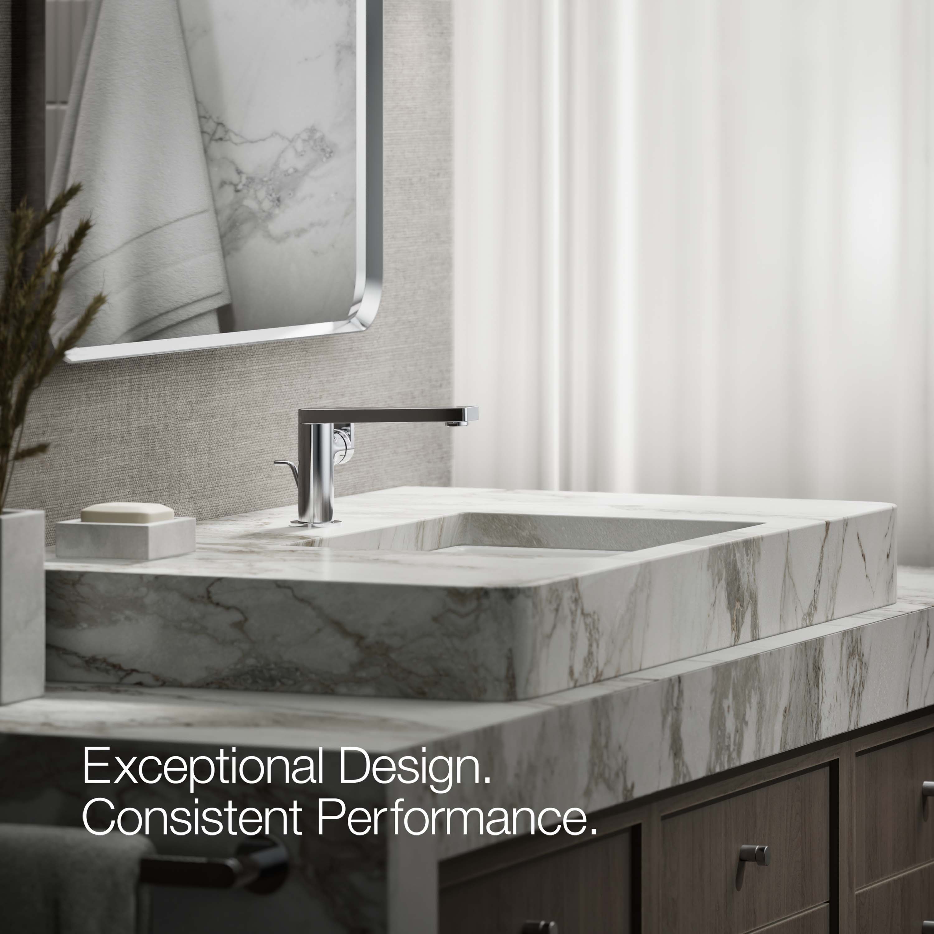 Composed Minimalist Polished Chrome Single-Handle Bathroom Faucet