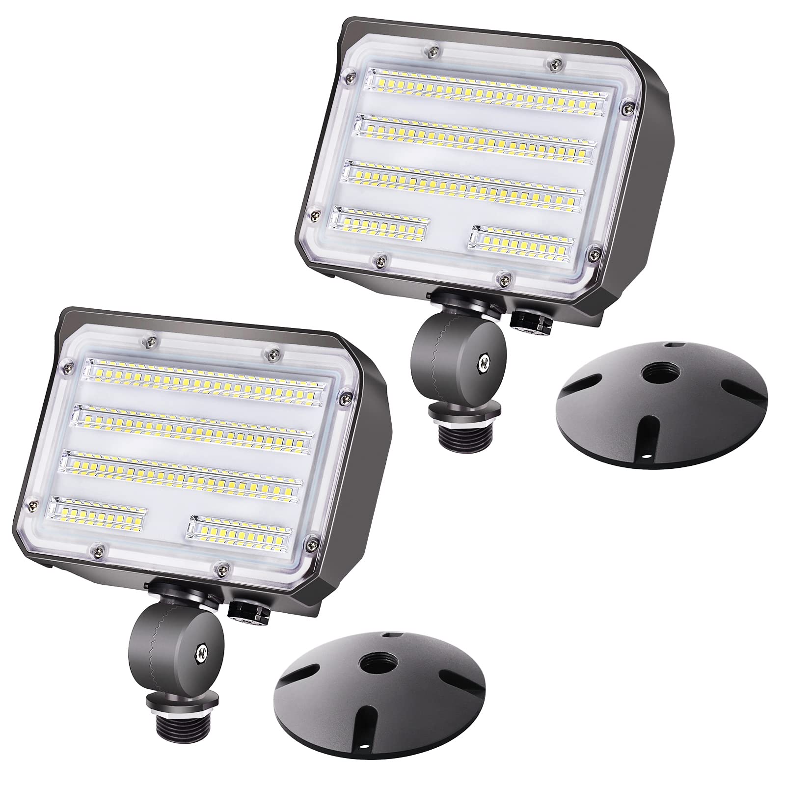 Oyezvary 60W LED Knuckle Mount Flood Light 2 Pack Outdoor Security ...