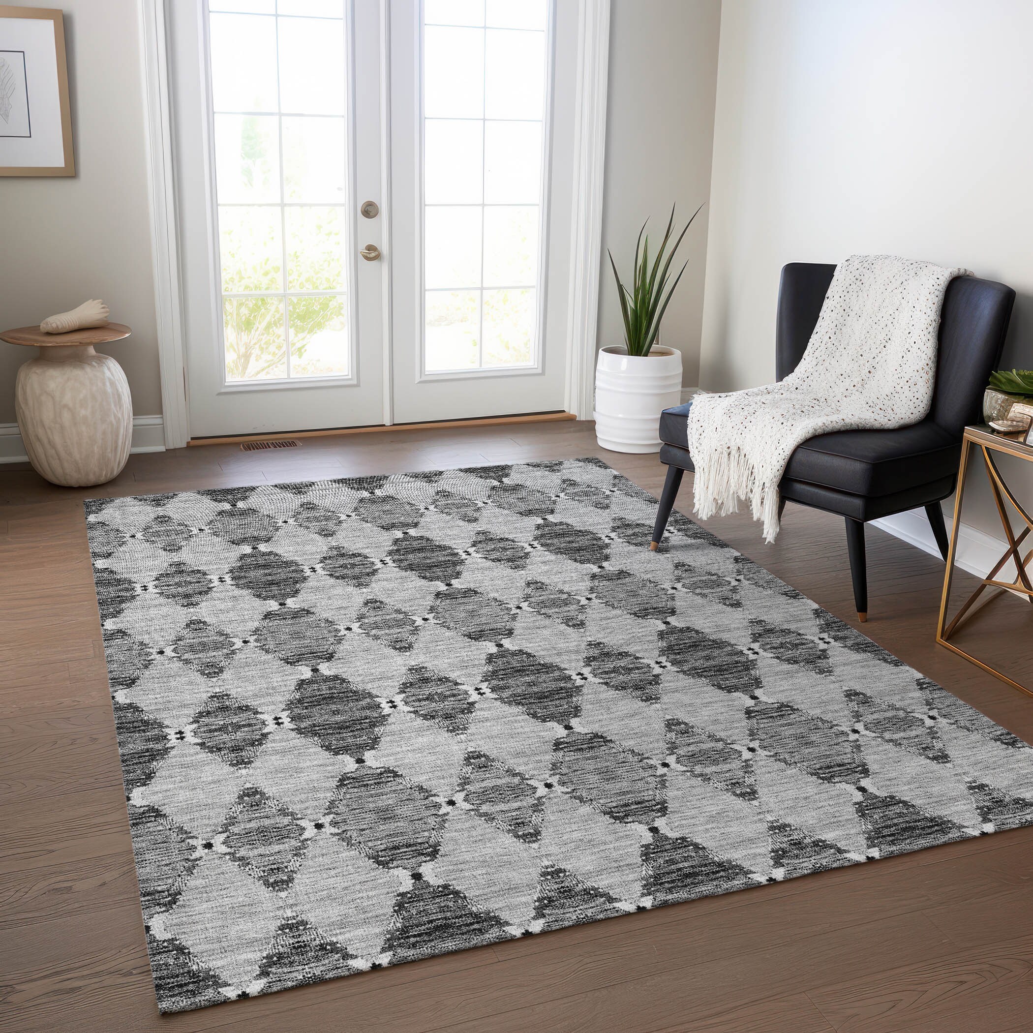 Addison Rugs ACN610GY10X14 Chantille ACN610GY 10 x 14 (ft) Polyester Gray Rectangular Indoor/Outdoor Abstract Machine washable Area rug