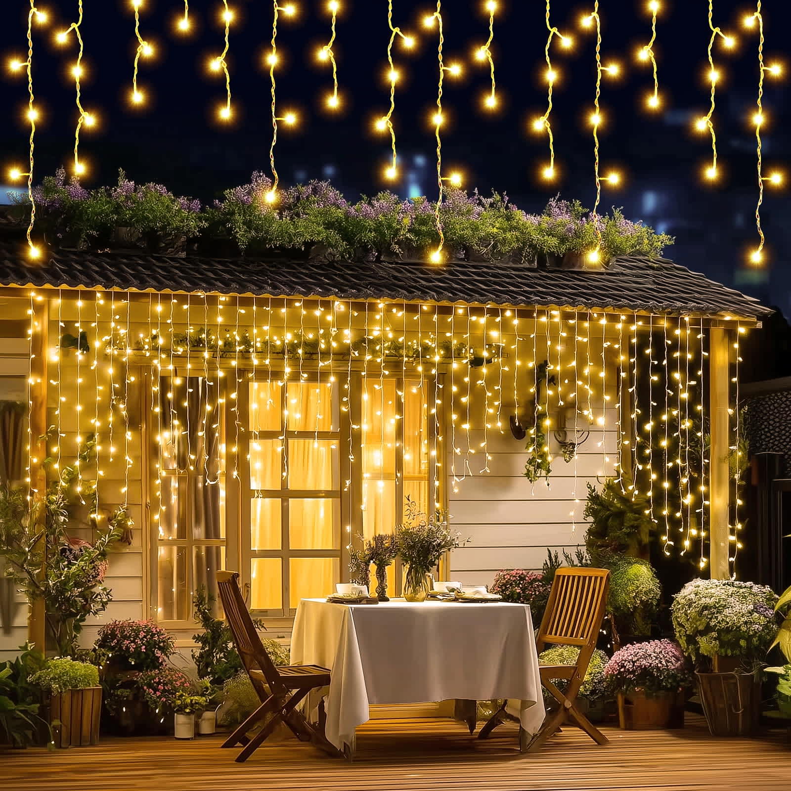 BIGHOUSE BH3003010039 62FT 720 LEDs Christmas Outdoor Icicle Lights Warm White