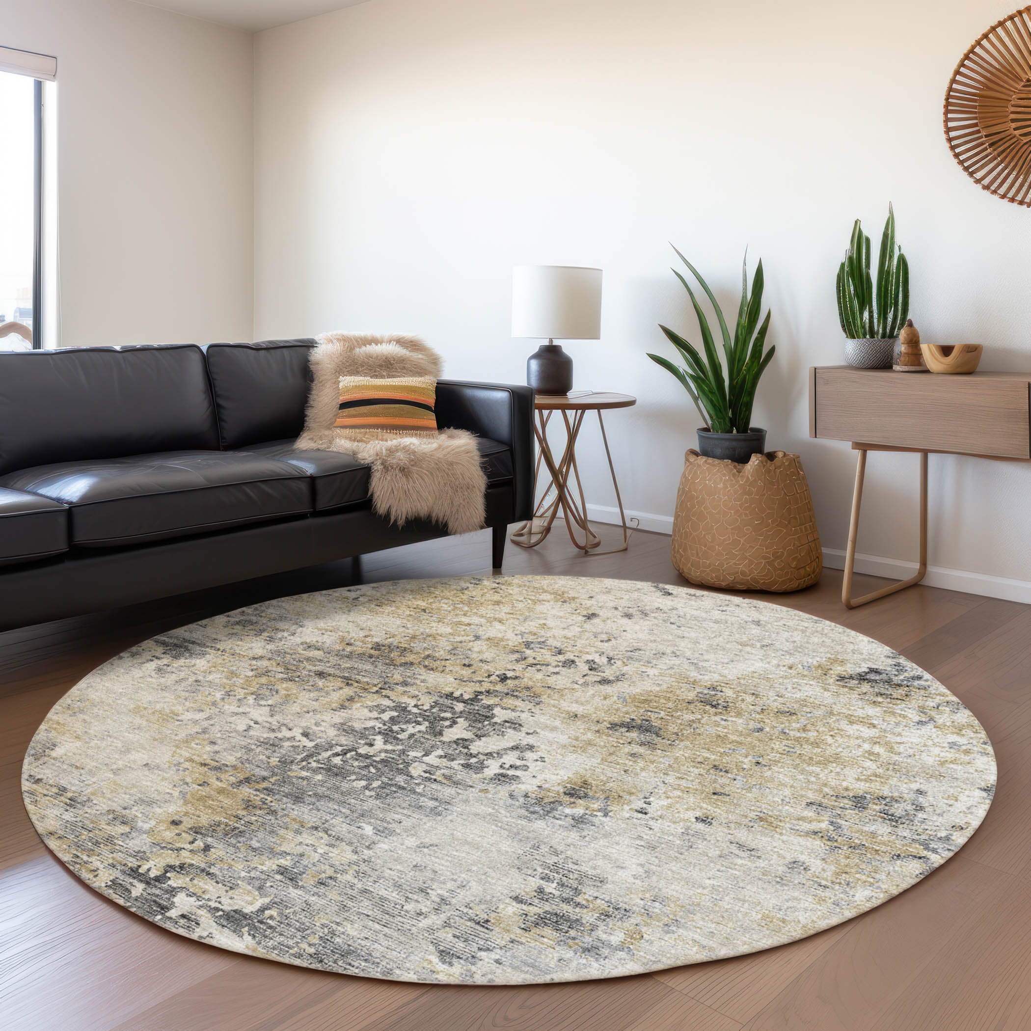 Addison Rugs AMF70MO8RO 8 x 8 (ft) Loomed Polyester Moody Round Indoor Abstract Machine washable Area rug