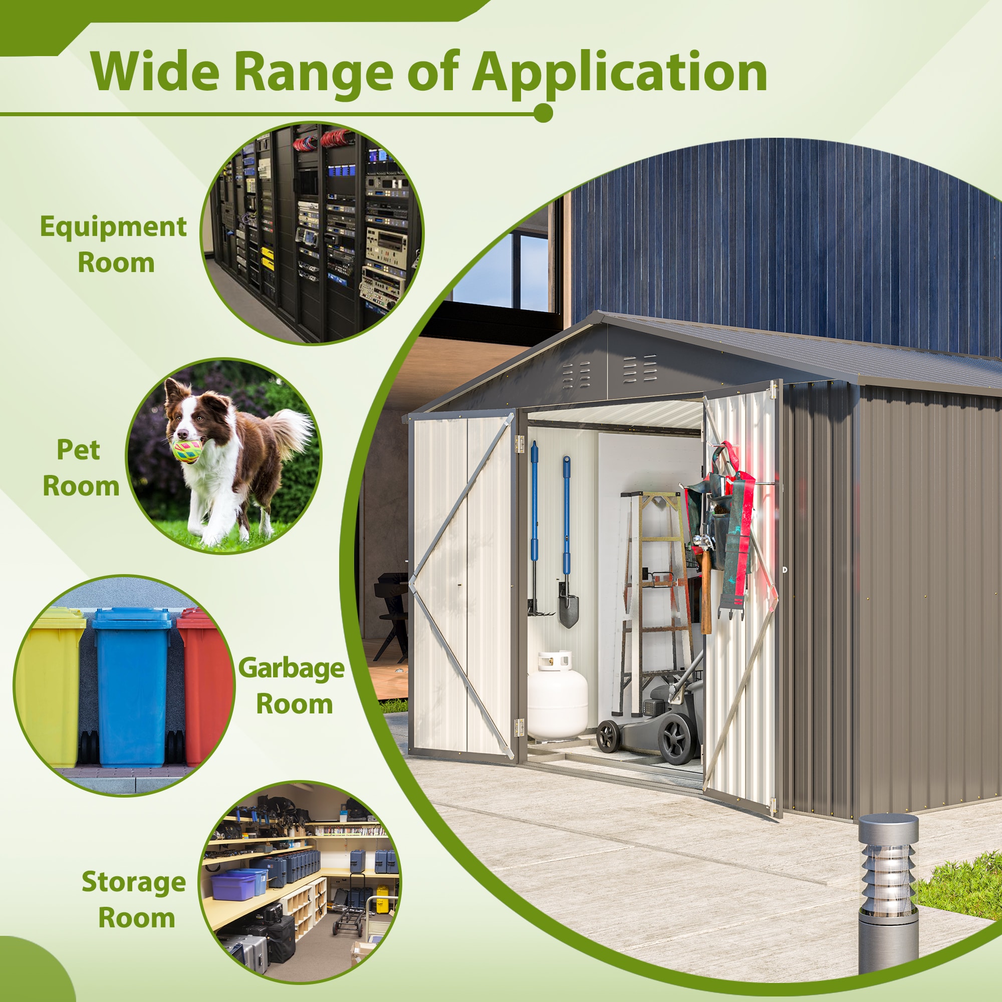 WELLFOR TWSG004-GN Metal-Storage-Buildings-Sheds - View #7