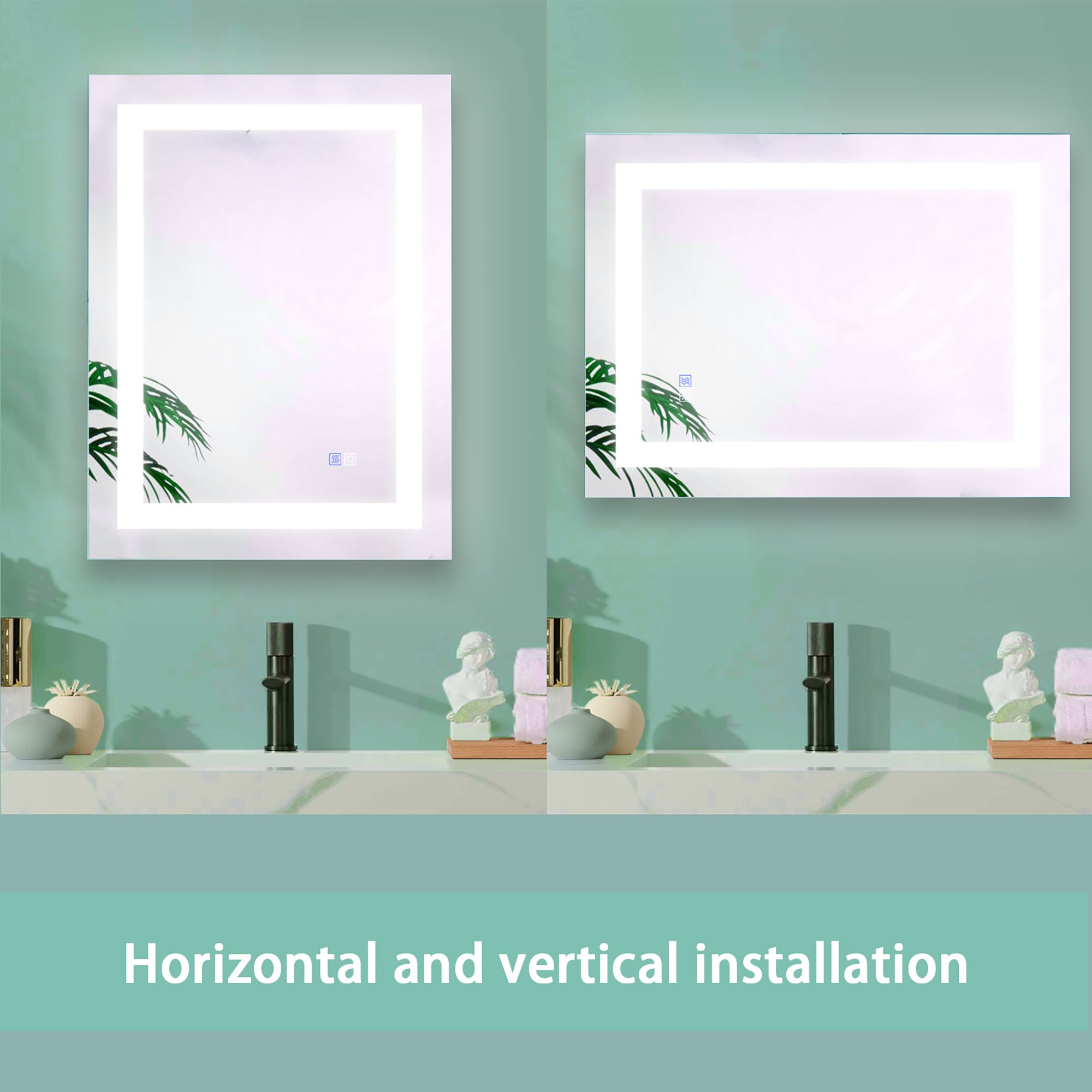 Clihome LED Bathroom Mirror 24-in x 32-in Dimmable Lighted Fog Free ...