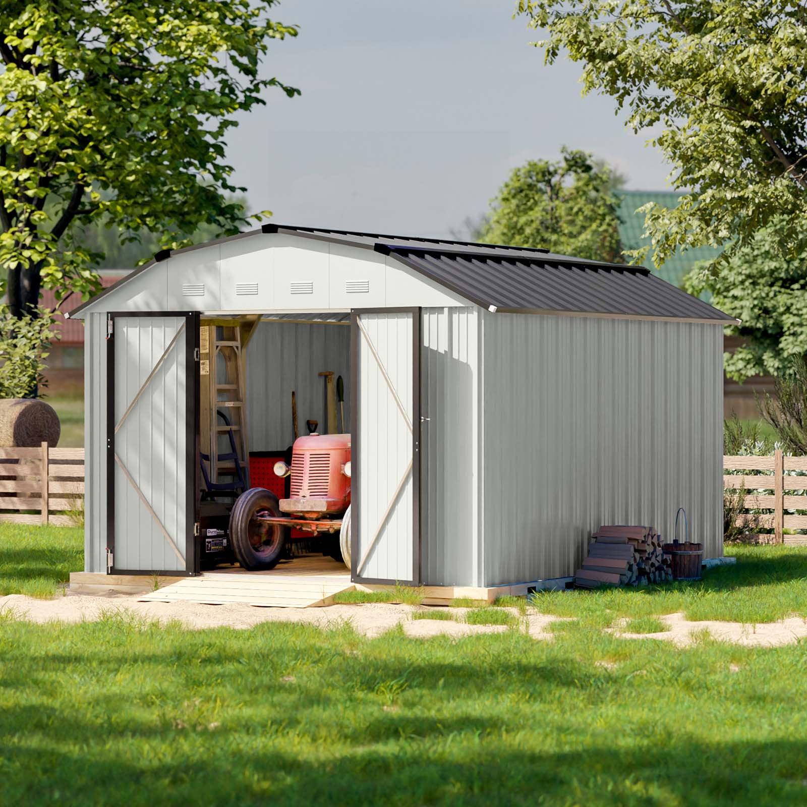 Patiowell 10-ft x 12-ft Galvanized Steel Storage Shed in the Metal ...