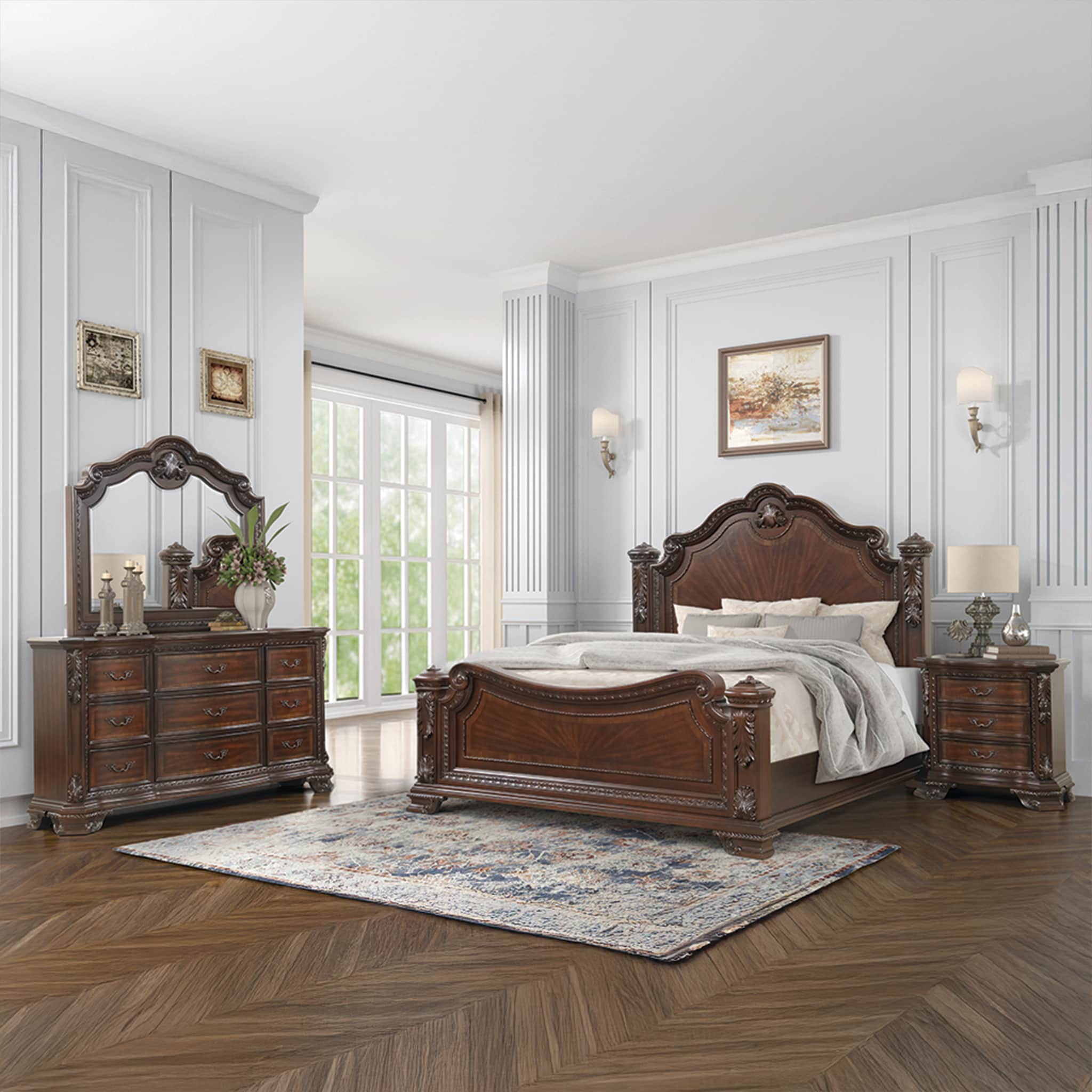 Galaxy 601955549080 Vintage Walnut Queen Bedroom Set