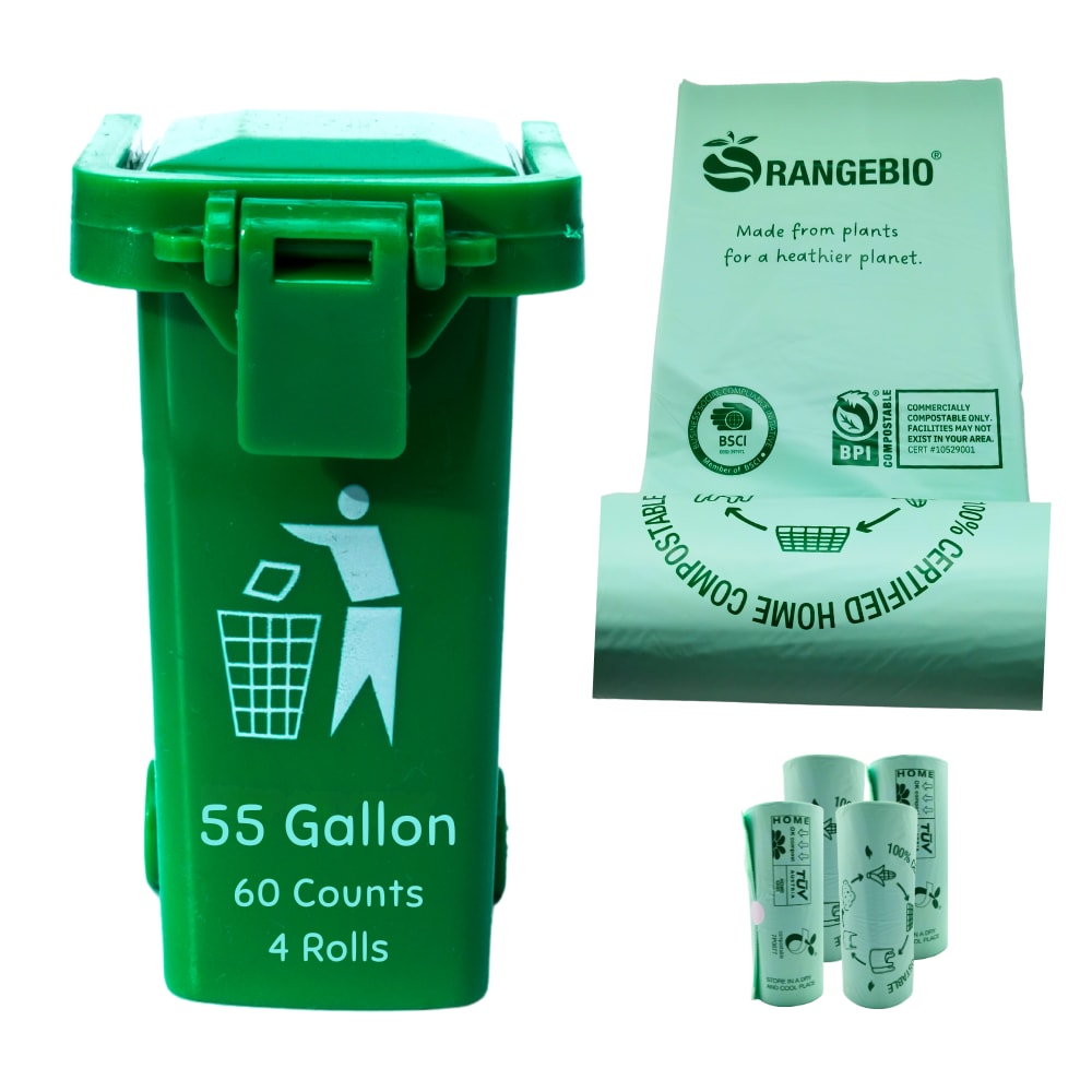  BG-OB-55 55-Gallons Unscented Green Indoor/Outdoor Plastic Lawn and leaf Flap Tie Trash Bag 60 -Count