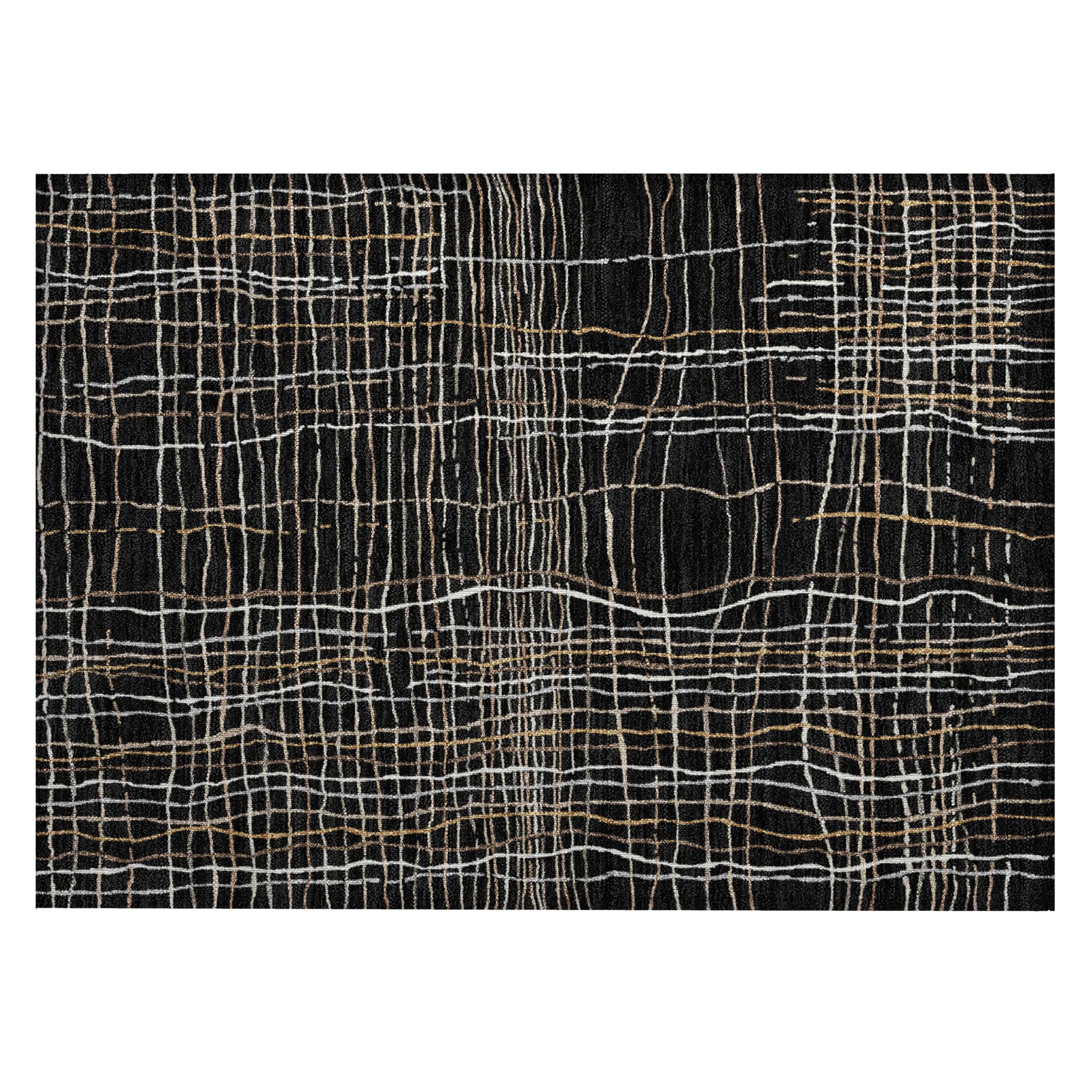 Black and White Synthetic Flat Woven Washable Rug, 20" x 30"