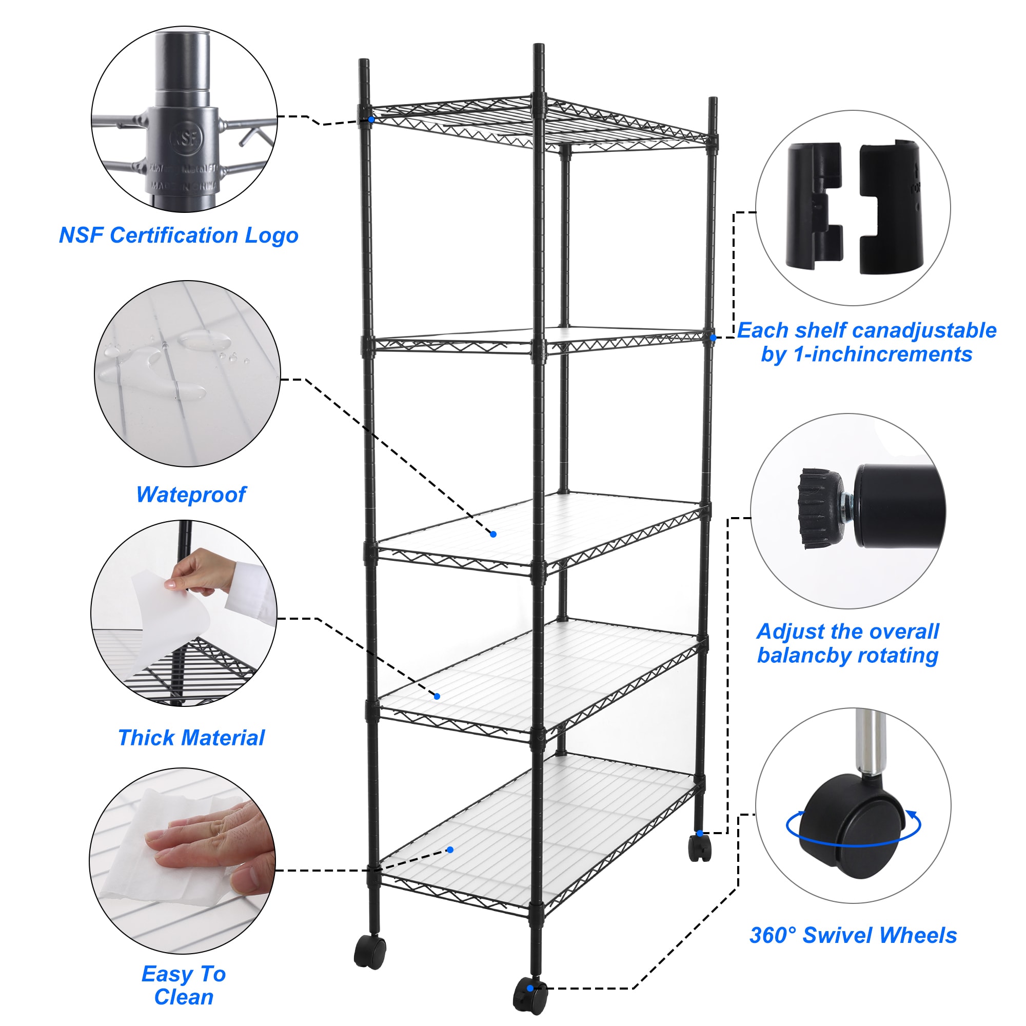 Gaierptone Metal Heavy Duty 5-Tier Utility Shelving Unit (30-in W x 14 ...