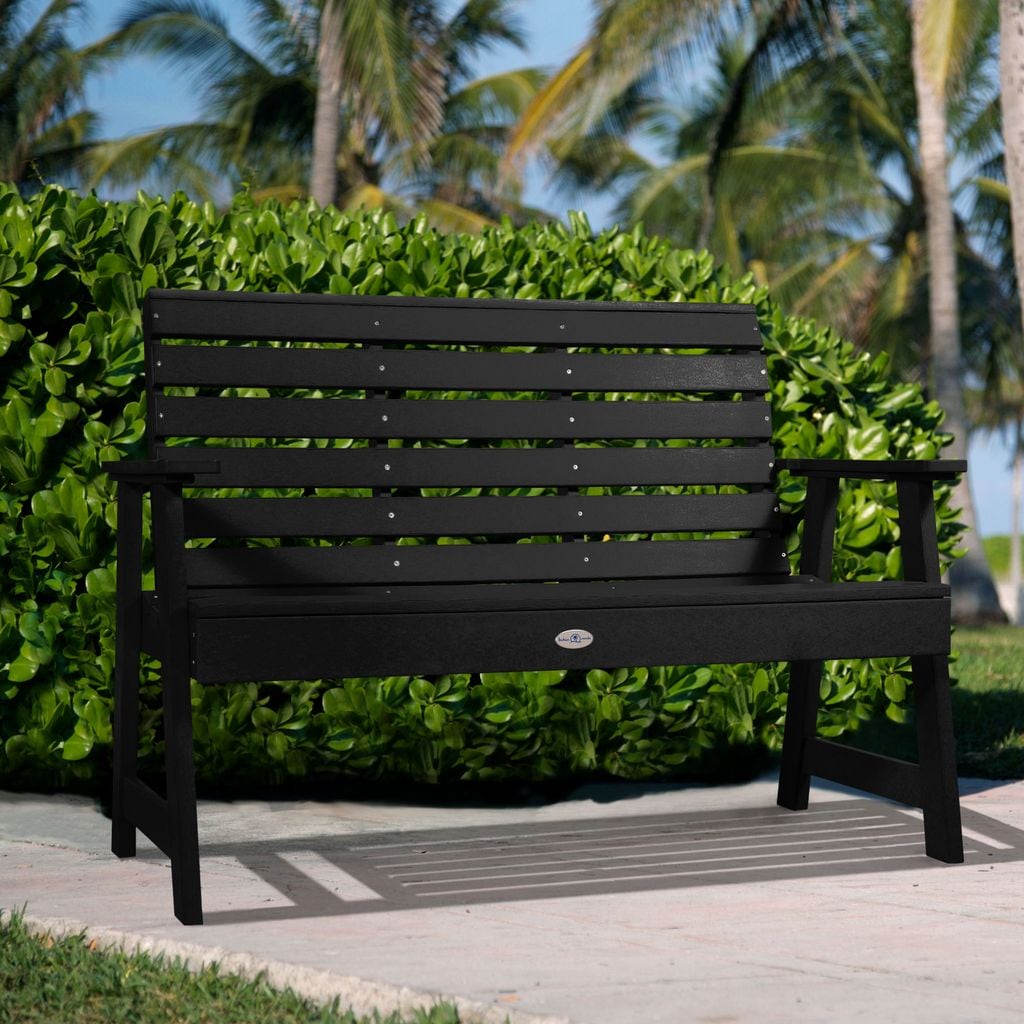 highwood BV-BENW4-BSA The Riverside 50.1-in W x 36-in H Black Sand Plastic Garden Bench