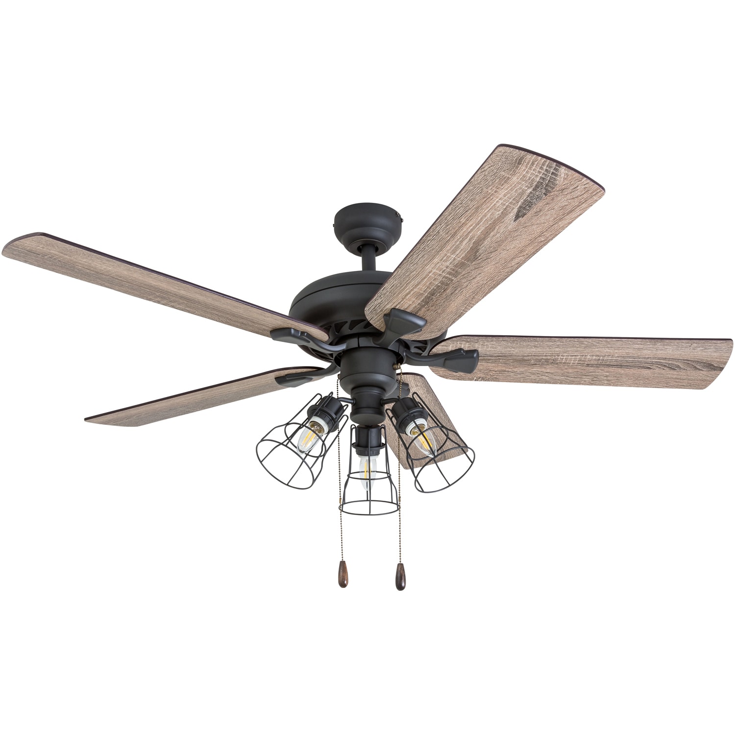Prominence Home 50581-26 Stonebriar 52-in Downrod or Flush Mount Aged Bronze with Barnwood/Tumbleweed Blades Ceiling Fan With Light ( 5 -Blade )