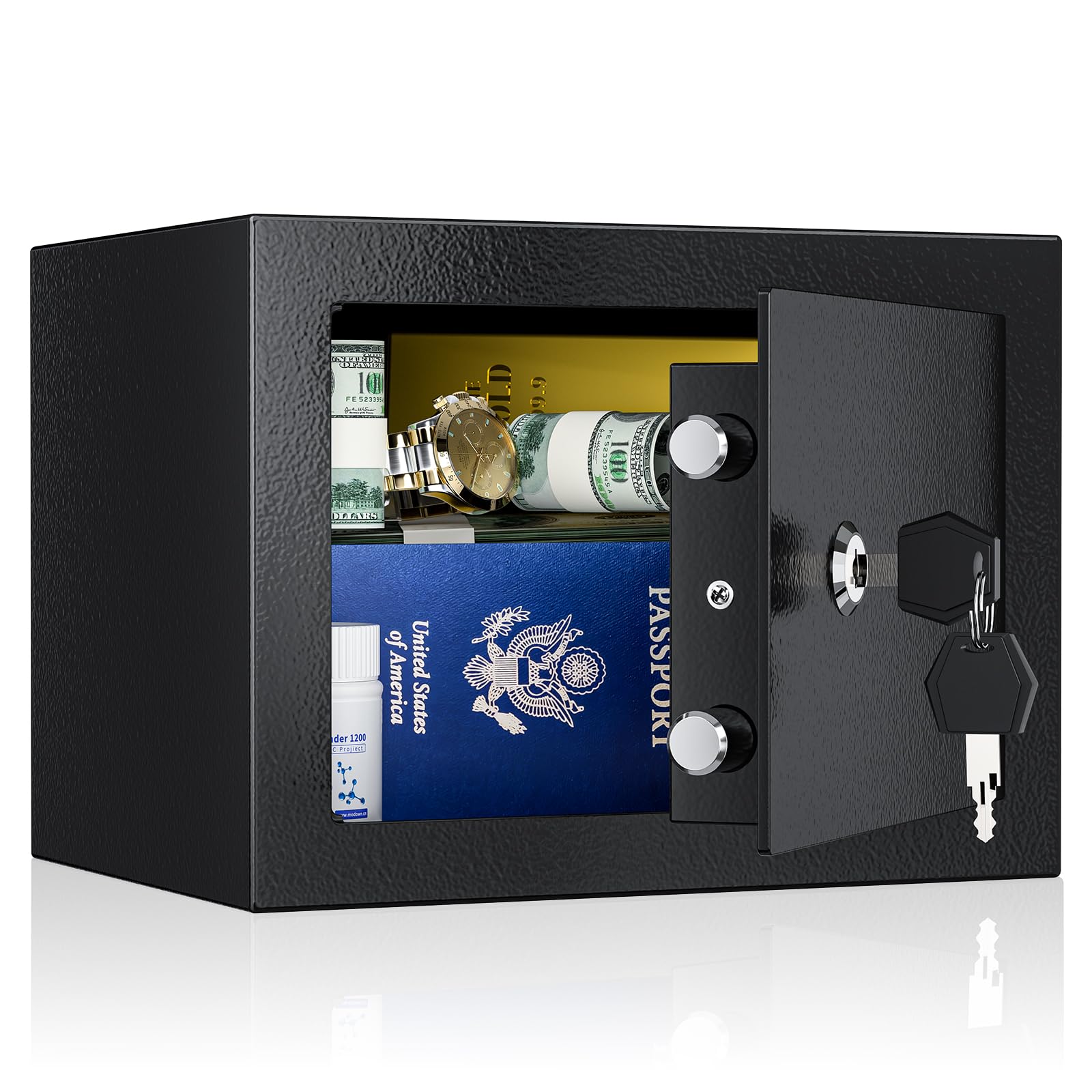 Oyezvary Home Small Safe Box Key Lock Coffre Fort Steel High Security Safety Box 0 23 Cubic Feet Steel Safes for Home Office Hotel Small Hidden #LOZ0728O084