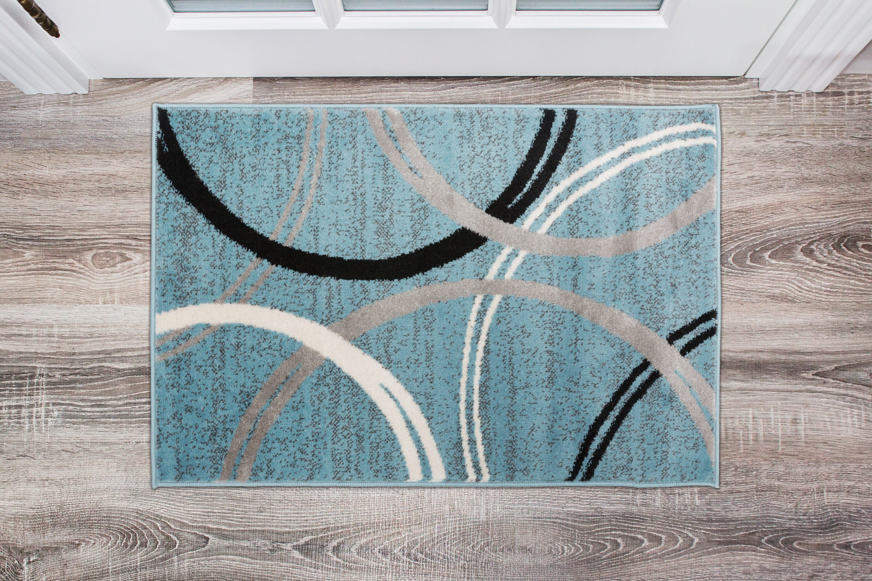 World Rug Gallery 377BLUE2X3 Princeton 2 x 3 (ft) Loomed Polypropylene Blue Rectangular Indoor Abstract Mid-Century Modern Area rug
