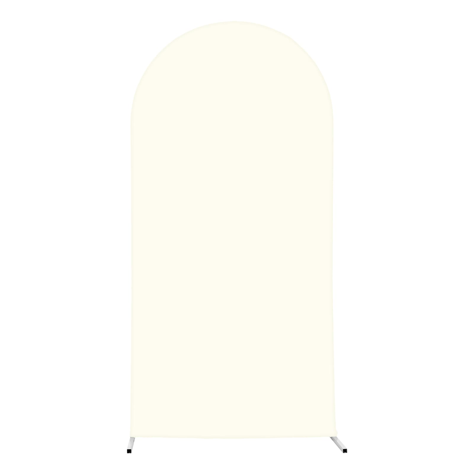 CNCEST YLJHKT-003100 3.28-ft W x 6.56-ft H Arched Beige Background with White Arch for Party Steel Garden Arbor