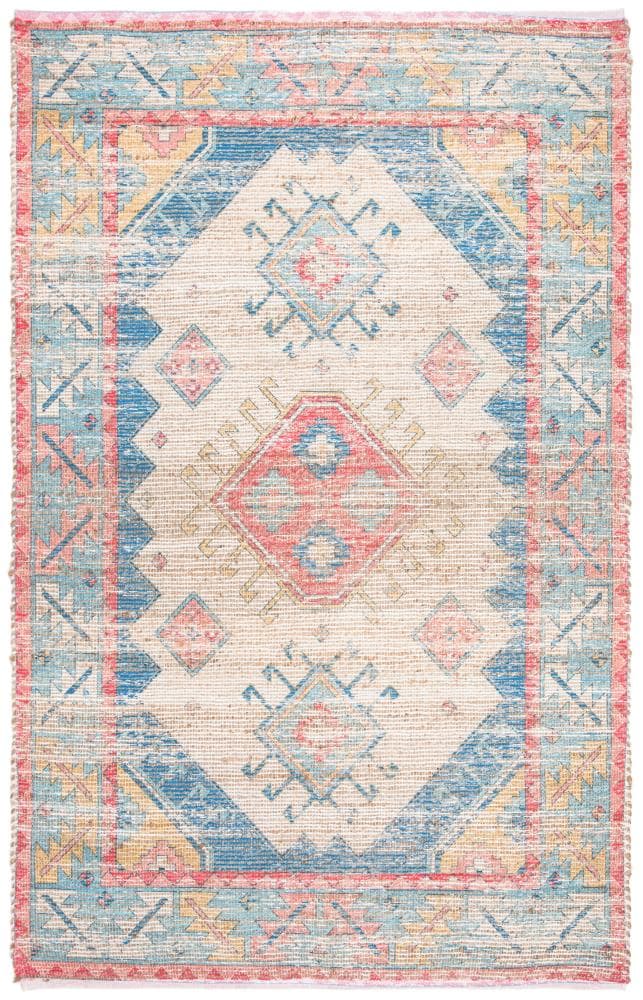Coastal Breeze Blue Cotton & Synthetic 5' x 8' Reversible Area Rug