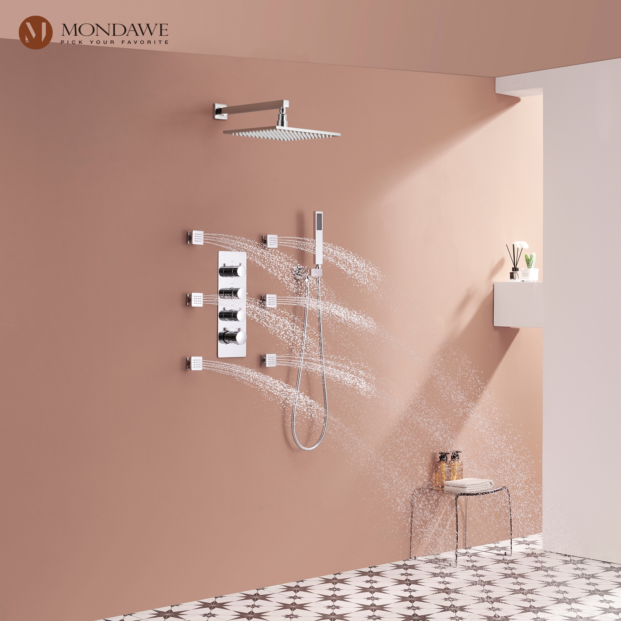 Mondawe WF6310-12CH-WM Showerhead-Bar-Panels - View #2