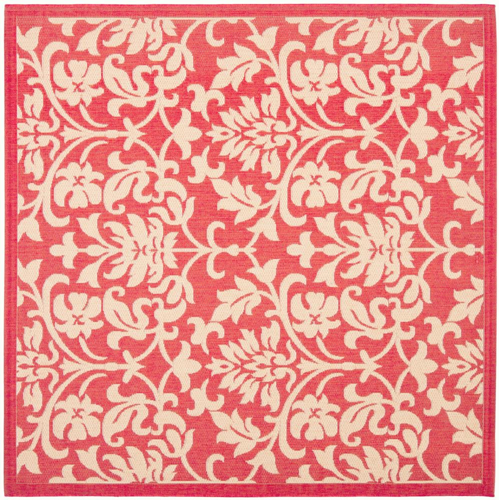 Safavieh CY3416-3707-8SQ Courtyard Exuma 8 x 8 (ft) Loomed Polypropylene Red/Natural Square Indoor/Outdoor Floral/Botanical Area rug