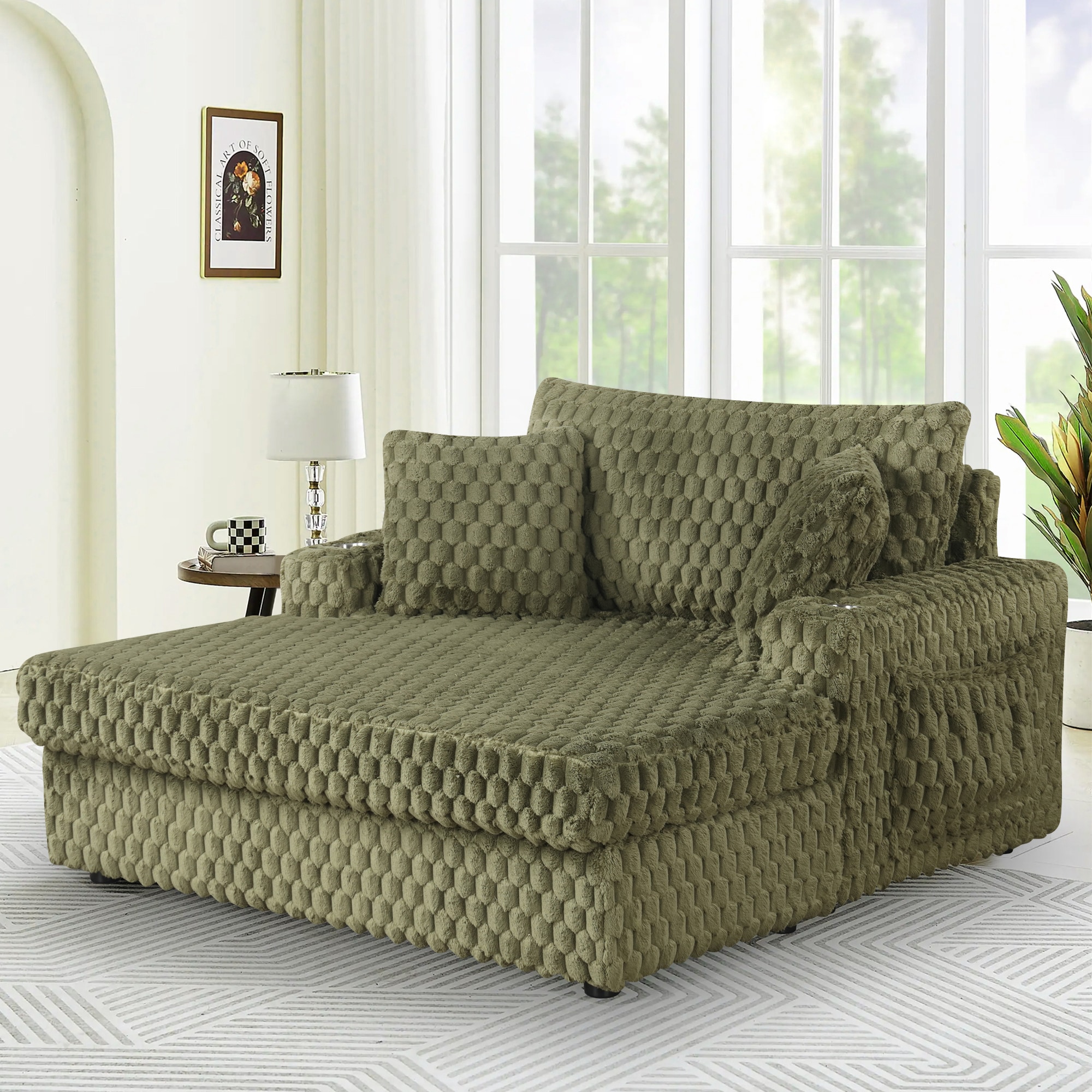 IHOMEadore MDSL69000GR Modern Olive green Polyester/Polyester blend Chaise Lounge