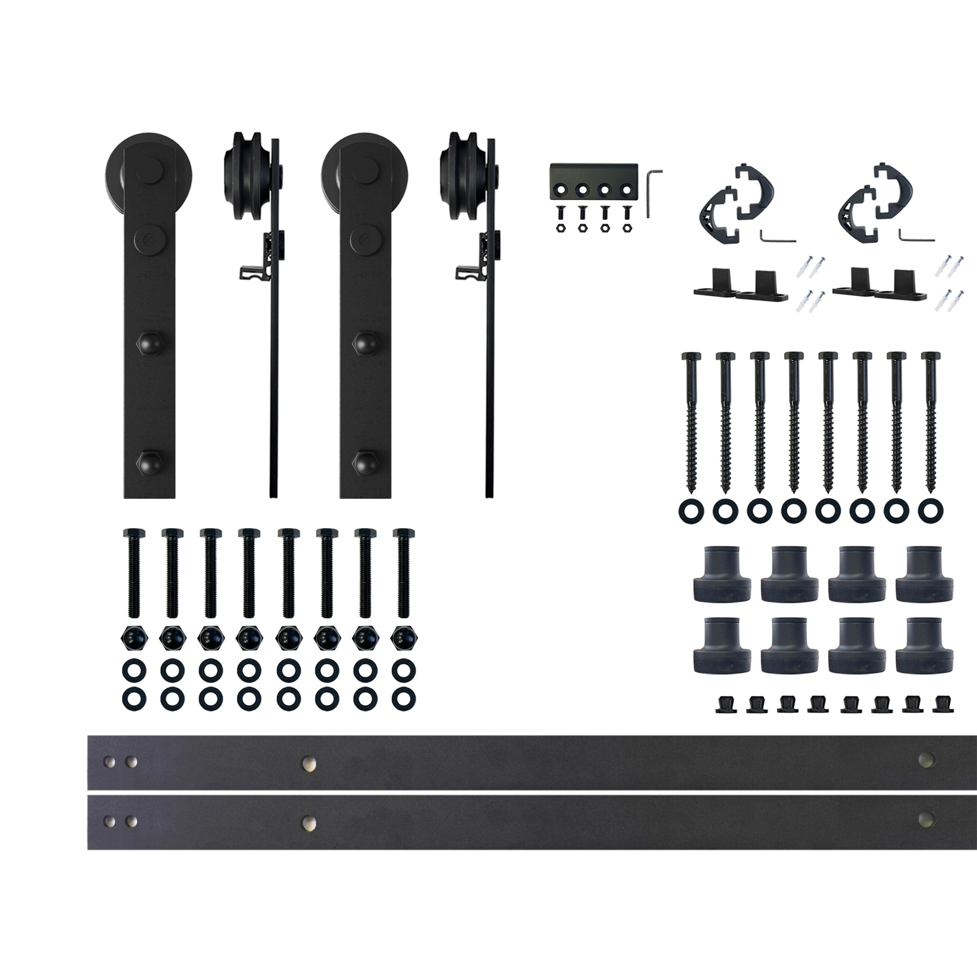 HOMACER ZT2TGH132C 132-in Rustic black Black Indoor I-strap Double Barn door hardware kit