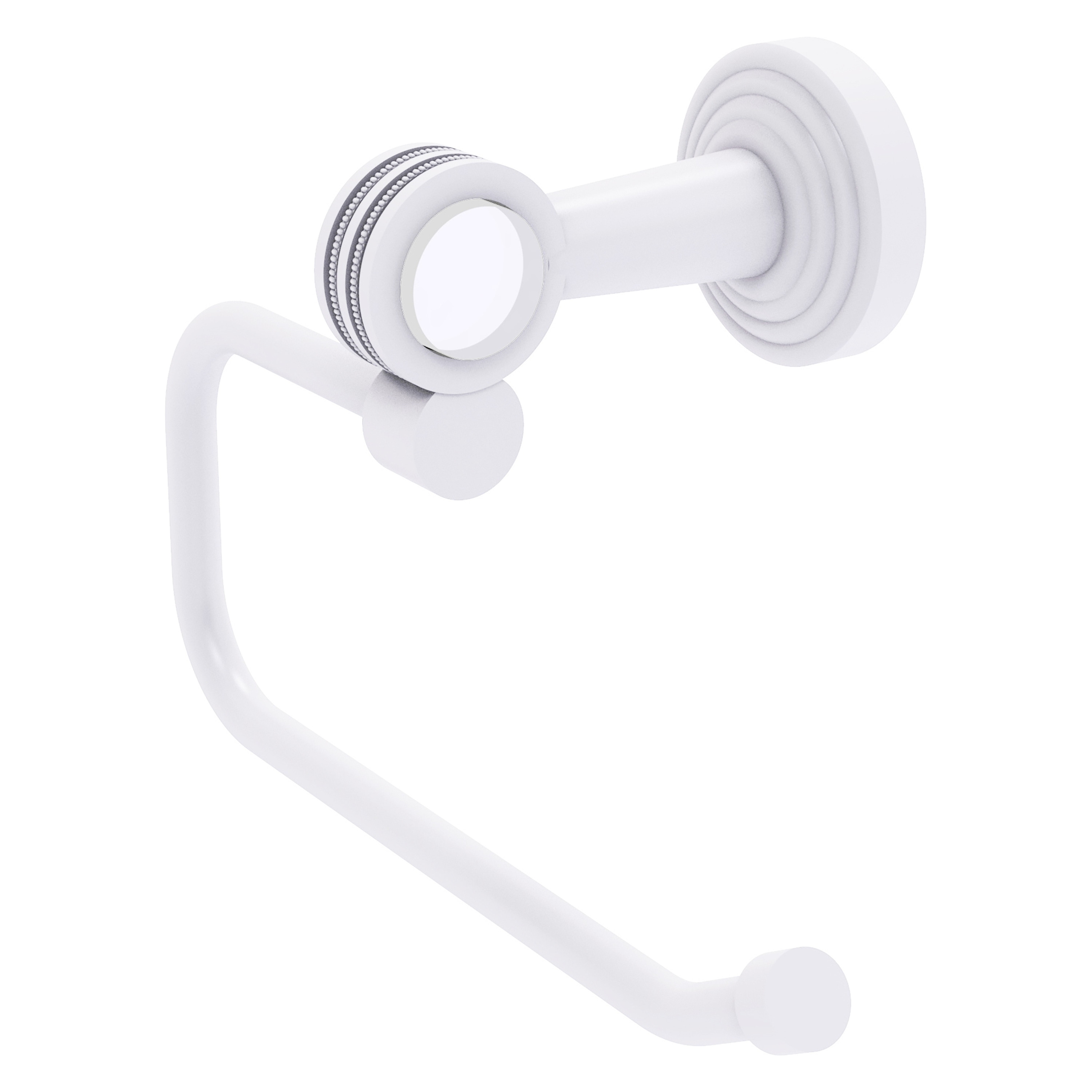Allied Brass PB-24ED-WHM Pacific Beach Matte White Wall mount Single post Toilet Paper Holder 1 -Rolls with Storage