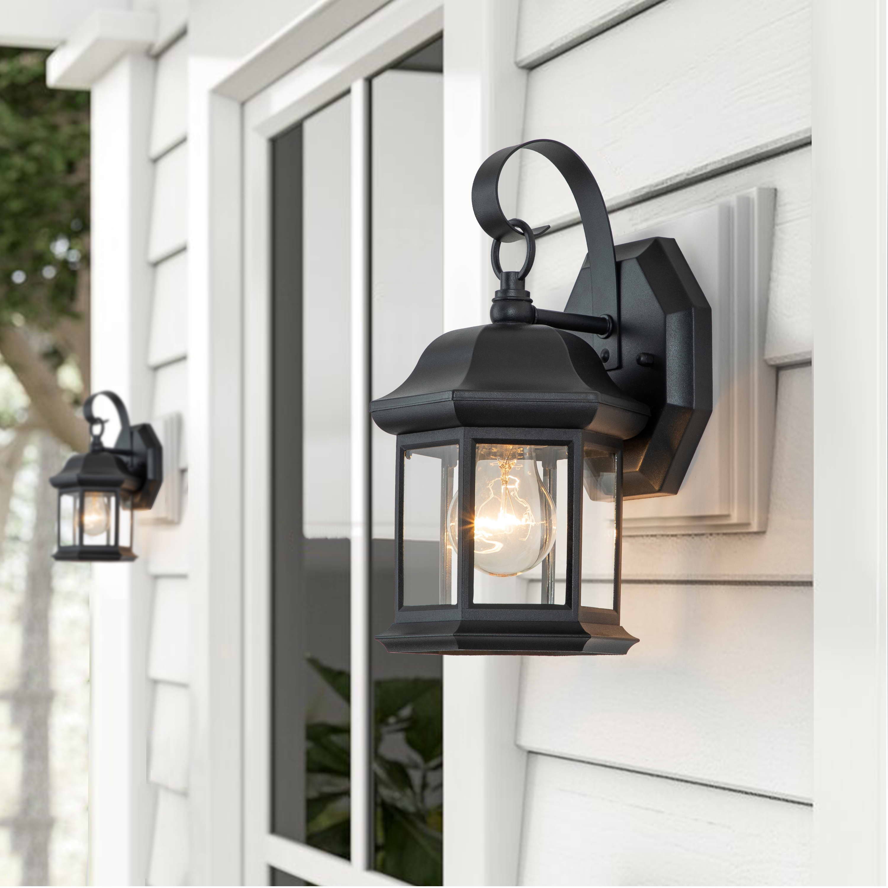 C Cattleya 2-Pack 1-Light 10.75-in Matte Black Outdoor Wall Light in ...