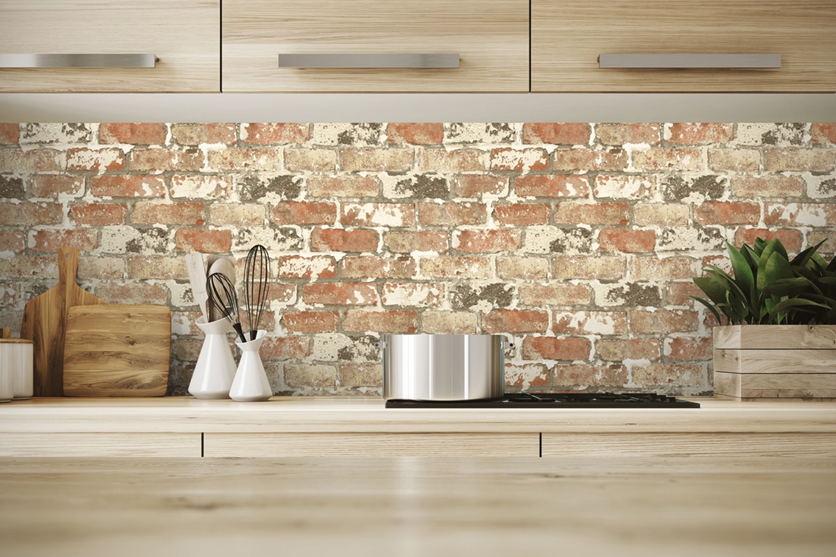 NextWall Weathered Red Brick Peel and Stick Wallpaper