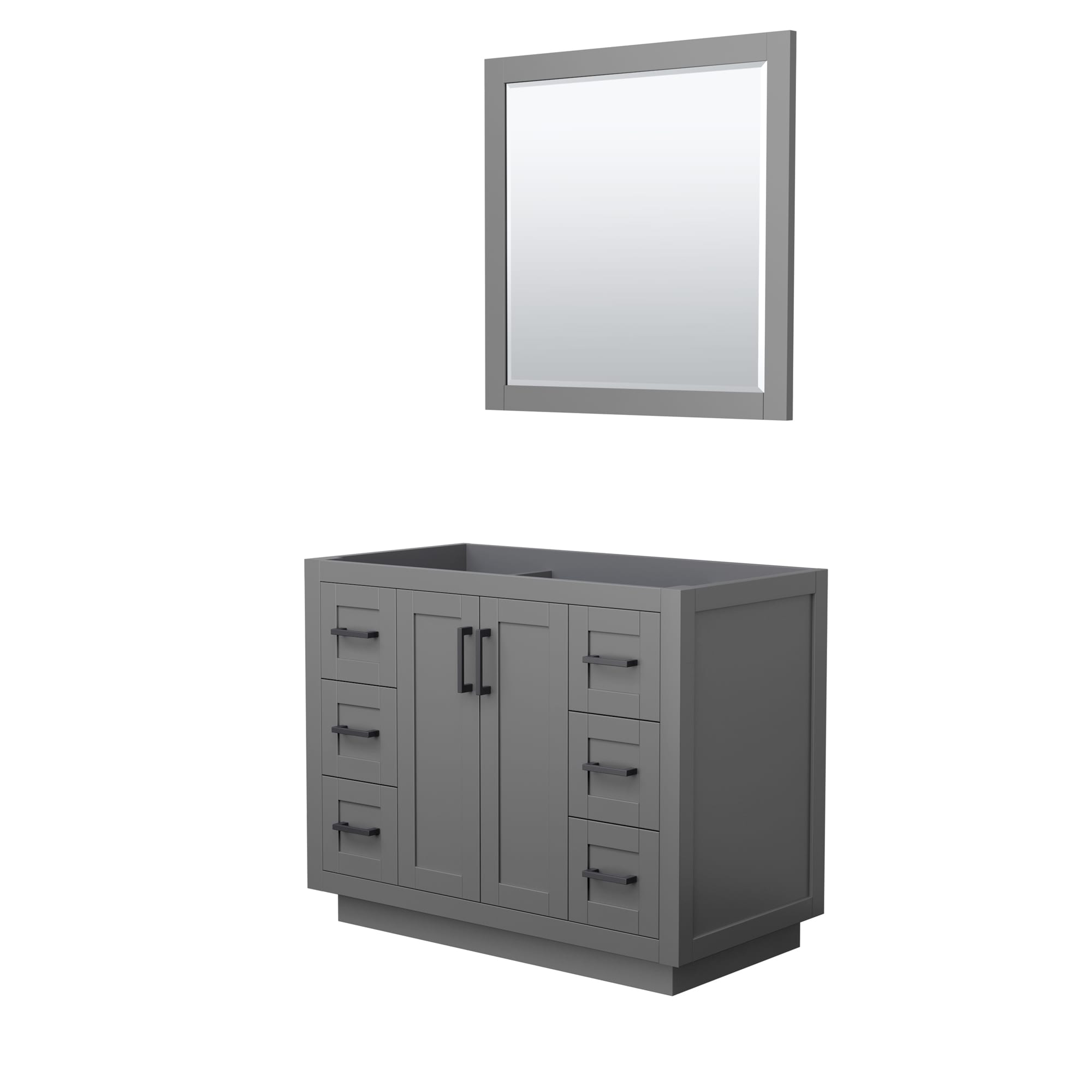 Wyndham Collection WCF292942SGBCXSXXM34 Miranda 42-in Dark Gray with Matte Black Trim Bathroom Vanity Base Cabinet without Top (Mirror Included)