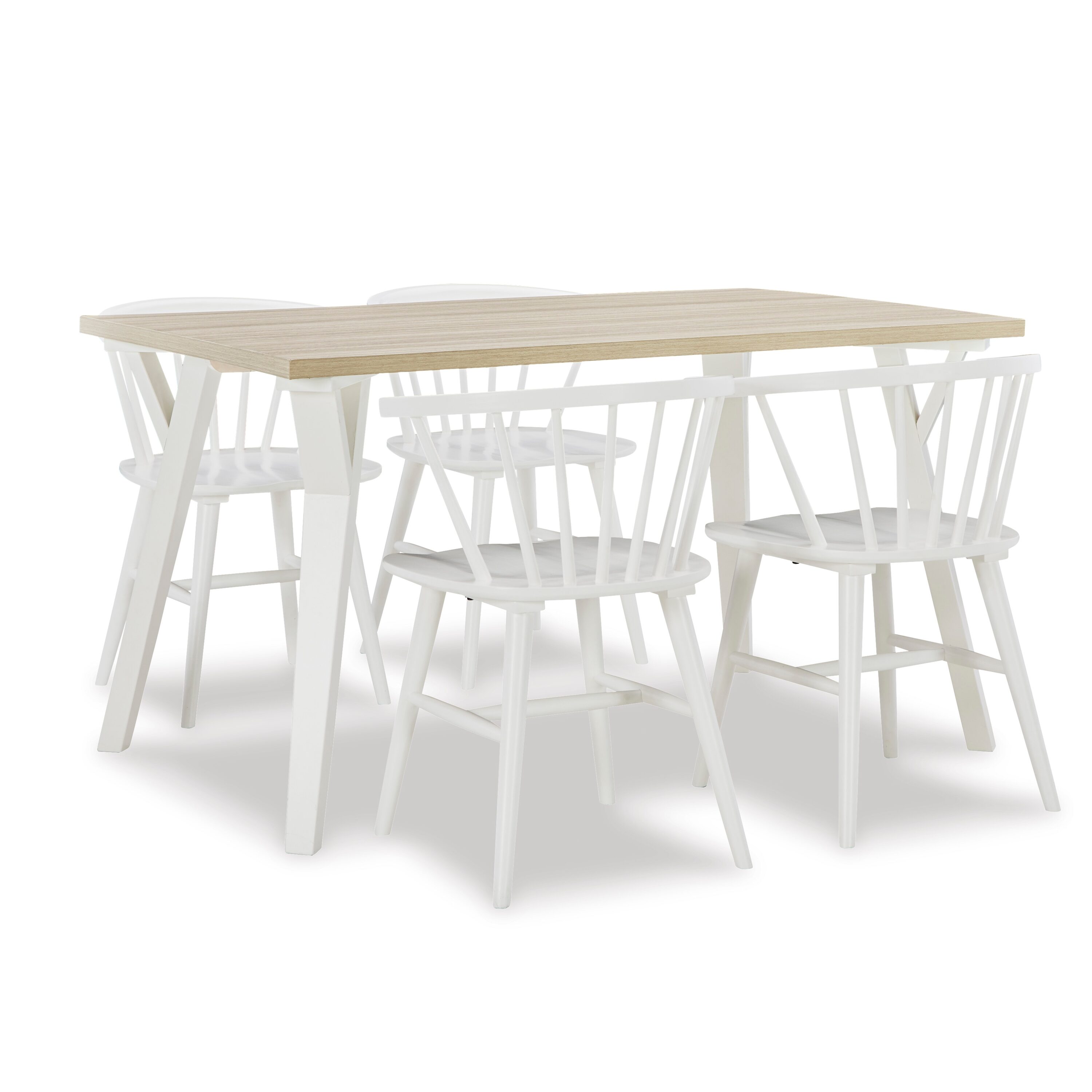 Siavonce XH00056 Brown + Antique White Contemporary/Modern Dining Room Set with Rectangular Table ( Seats 4 )