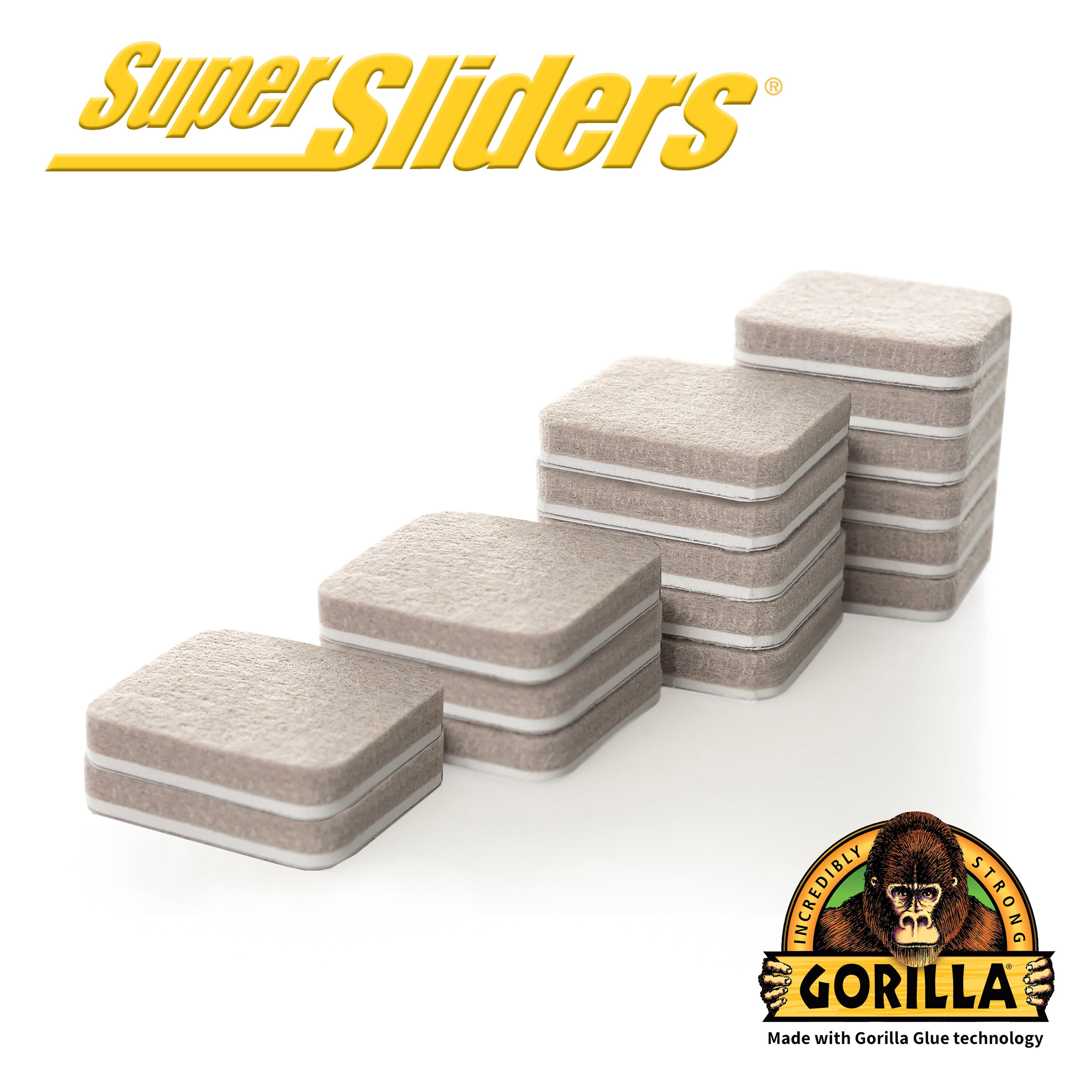 Super Sliders 4842024BG 16 -Pack 1-in Beige Square Felt furniture pads